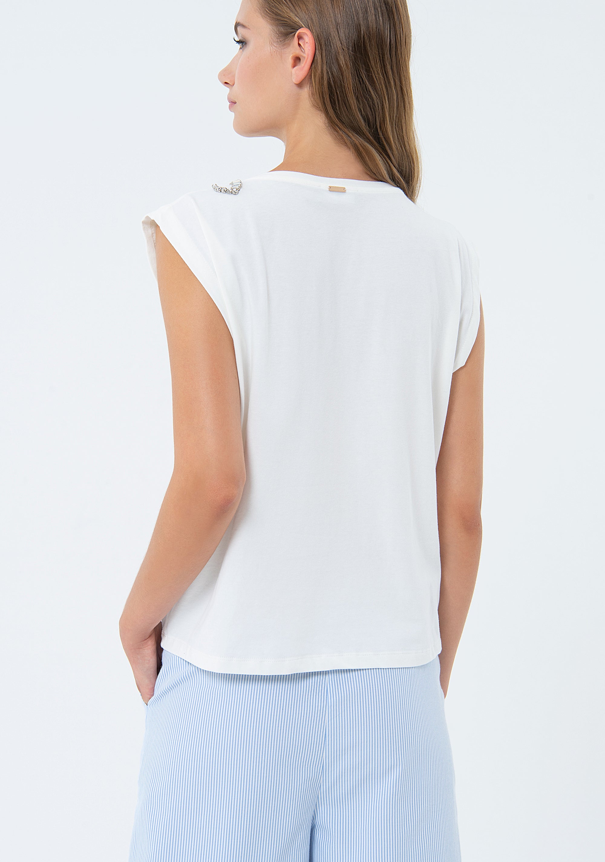 T-shirt senza maniche in jersey