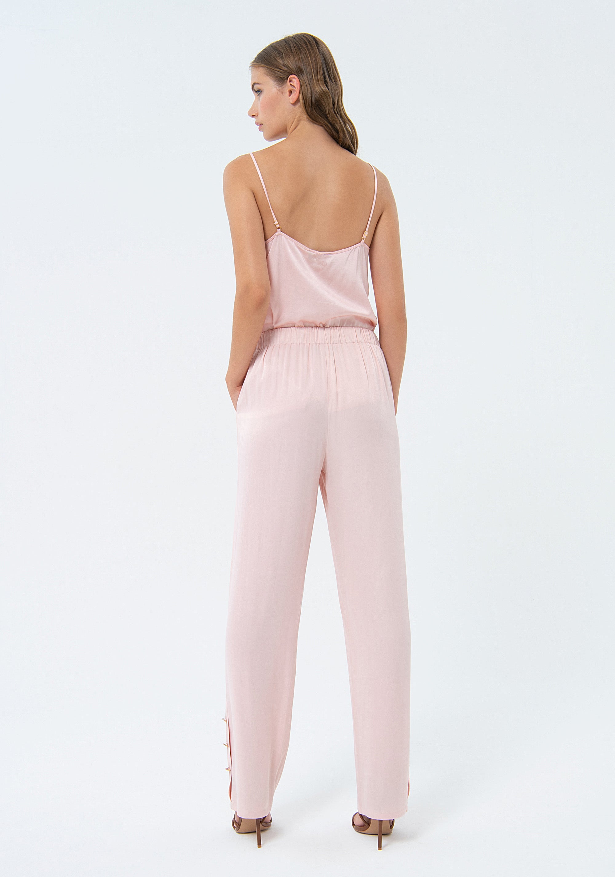 Pantaloni a palazzo flare in raso