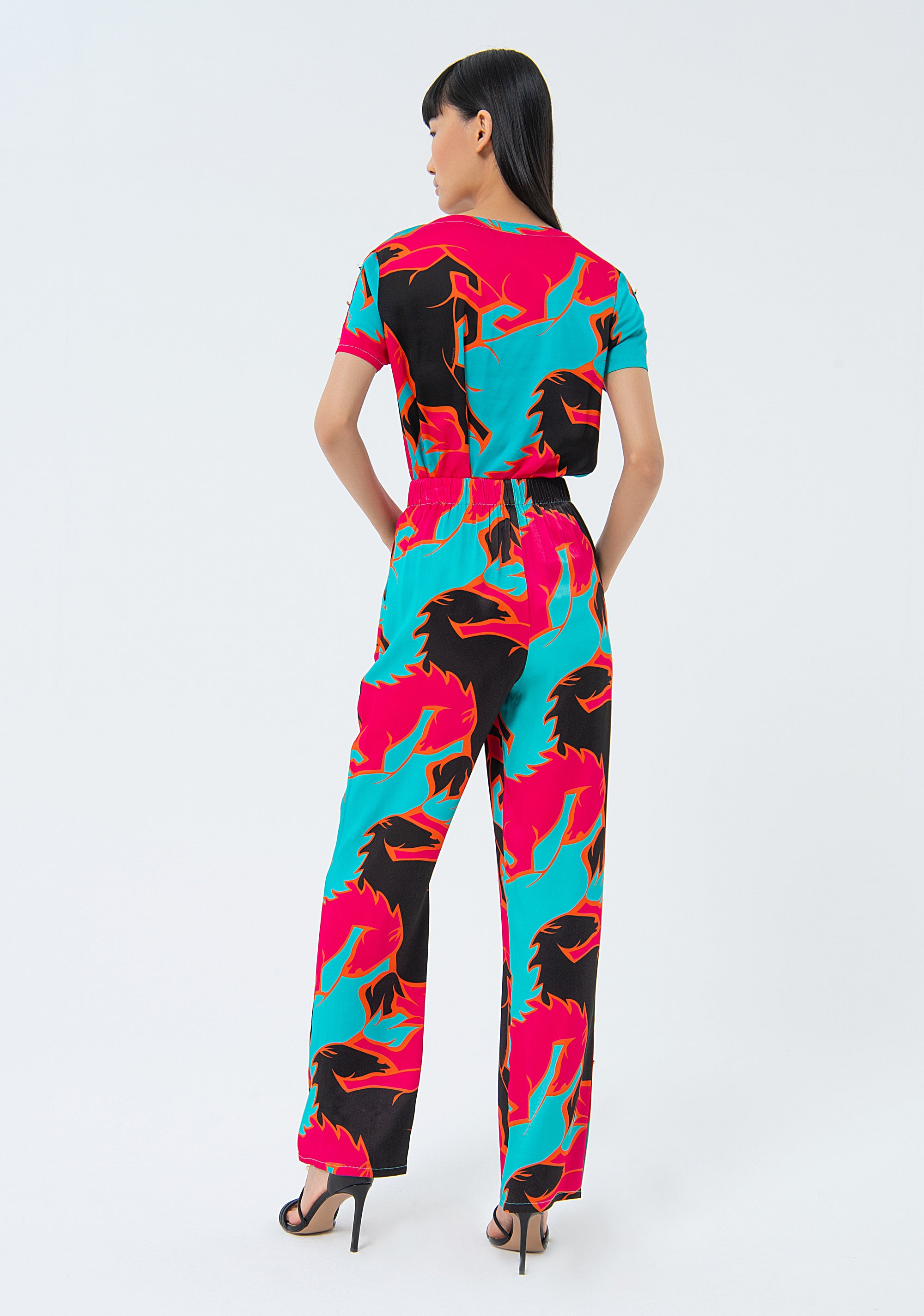 Pantaloni a palazzo flare in fantasia multi colore FS24SV3004W651N4-S61 Fracomina