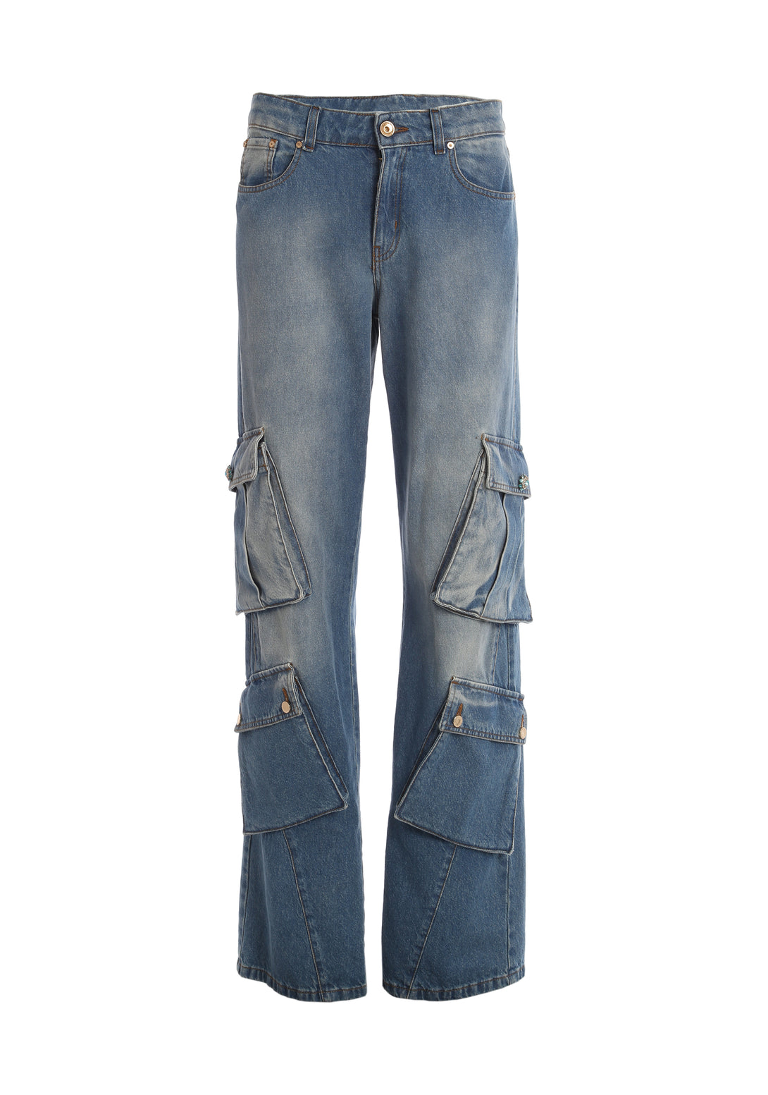 Jeans flare cargo in denim con lavaggio vintage FS24SV3005D40093-365 Fracomina