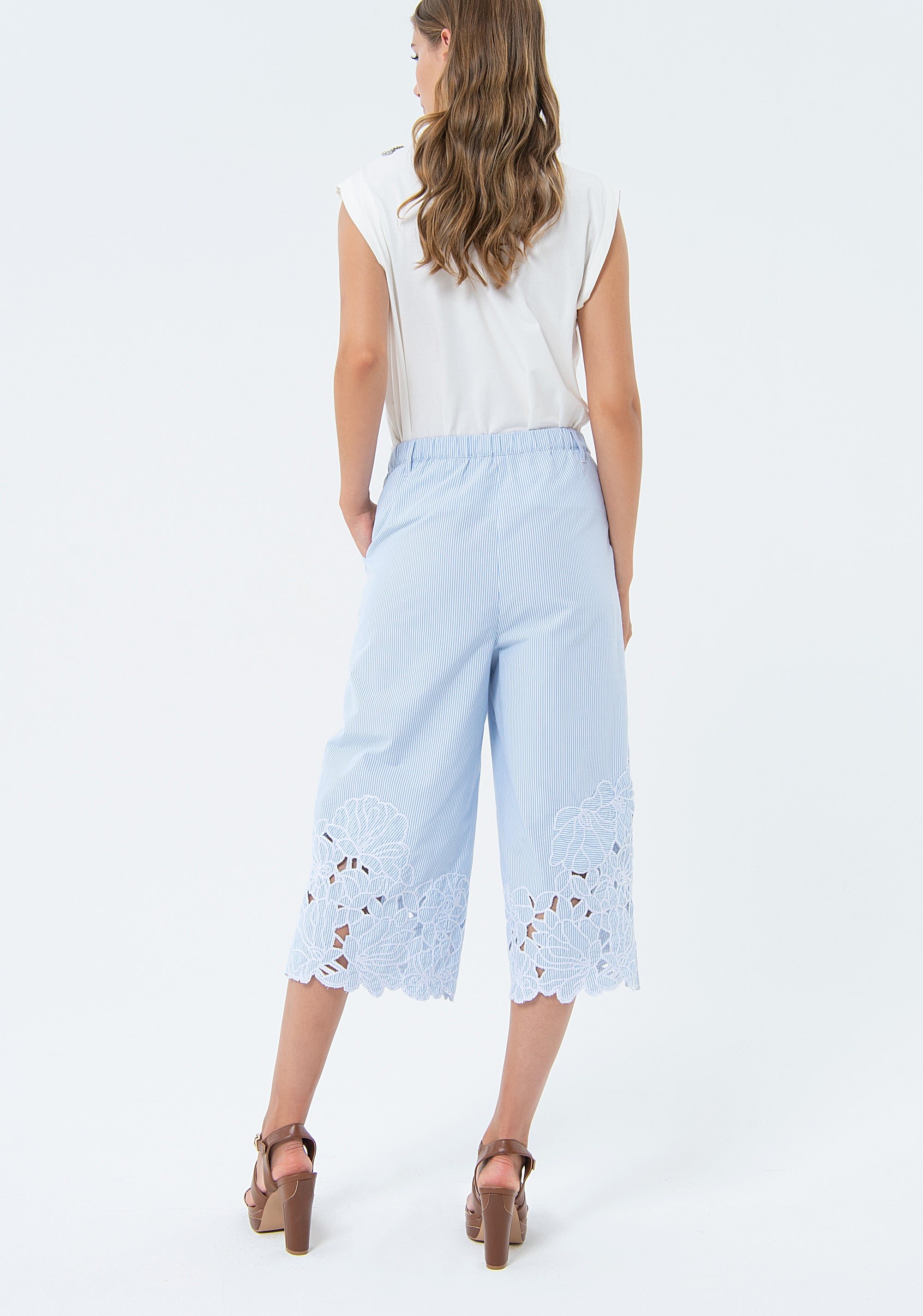 Pantaloni culotte cropped a righe FS24SV9001W445N8-S49 Fracomina