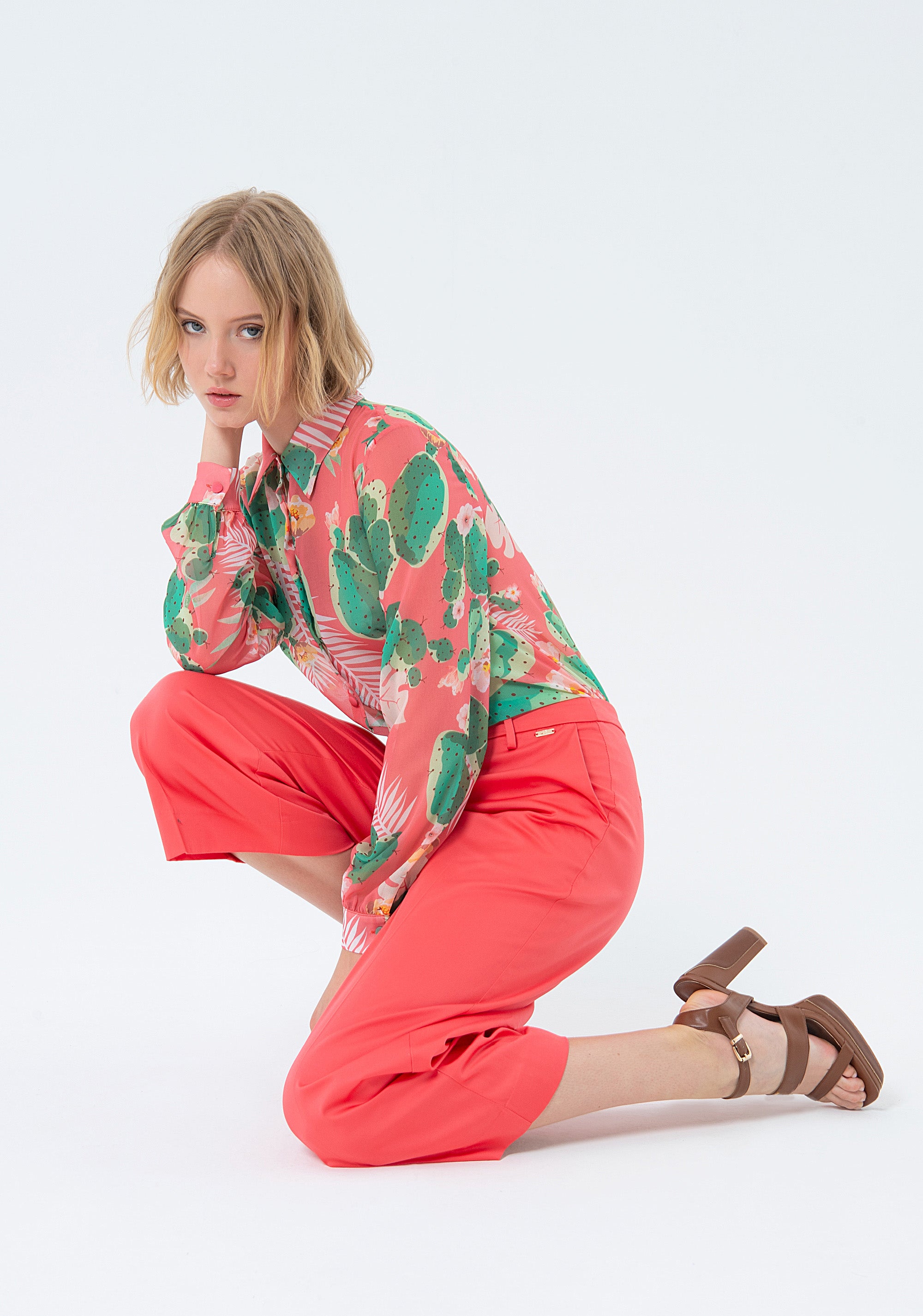 Pantaloni cropped culotte in cotone