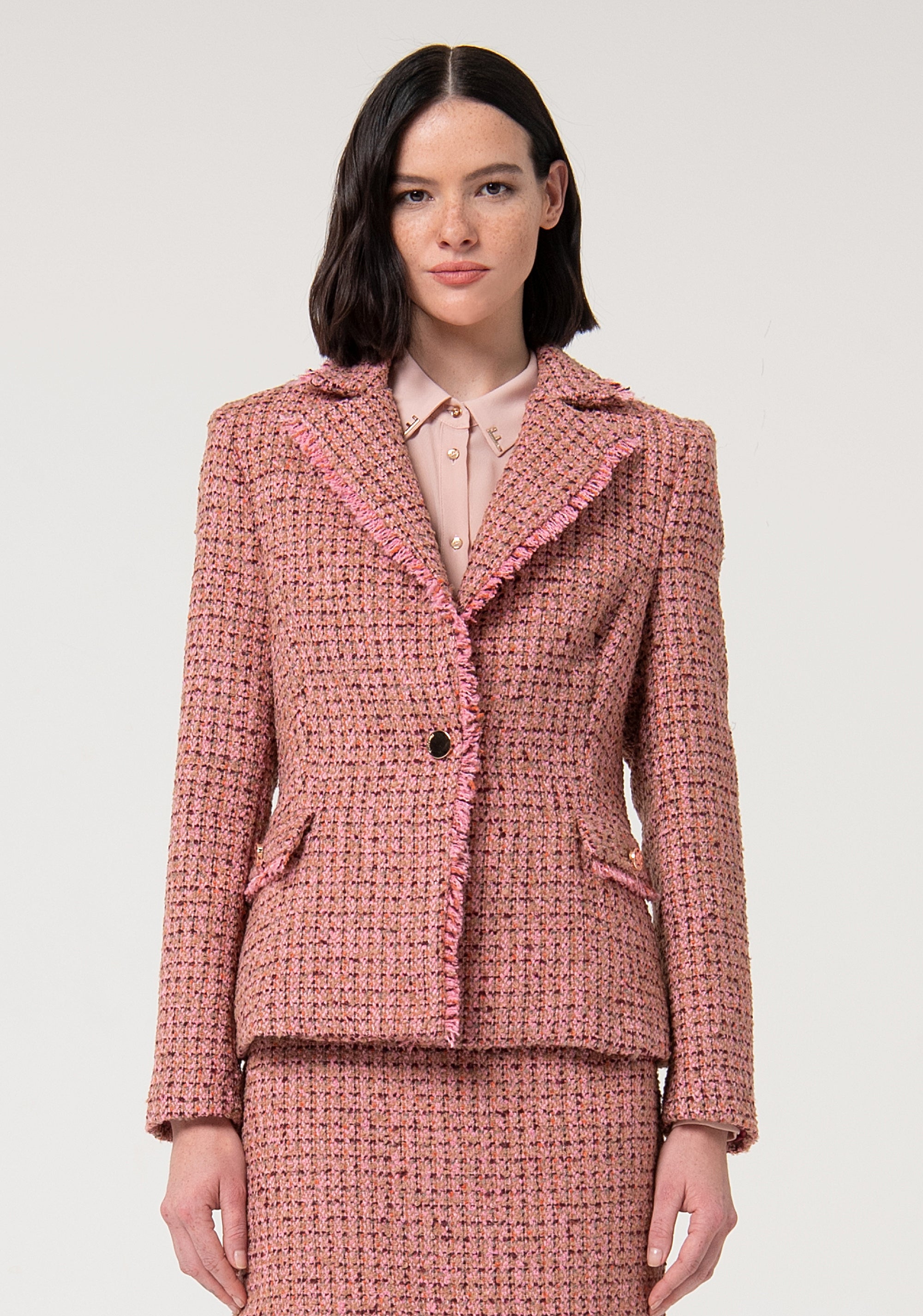 Blazer regular monopetto in tweed FS24WJ2010W63301-L57 Fracomina