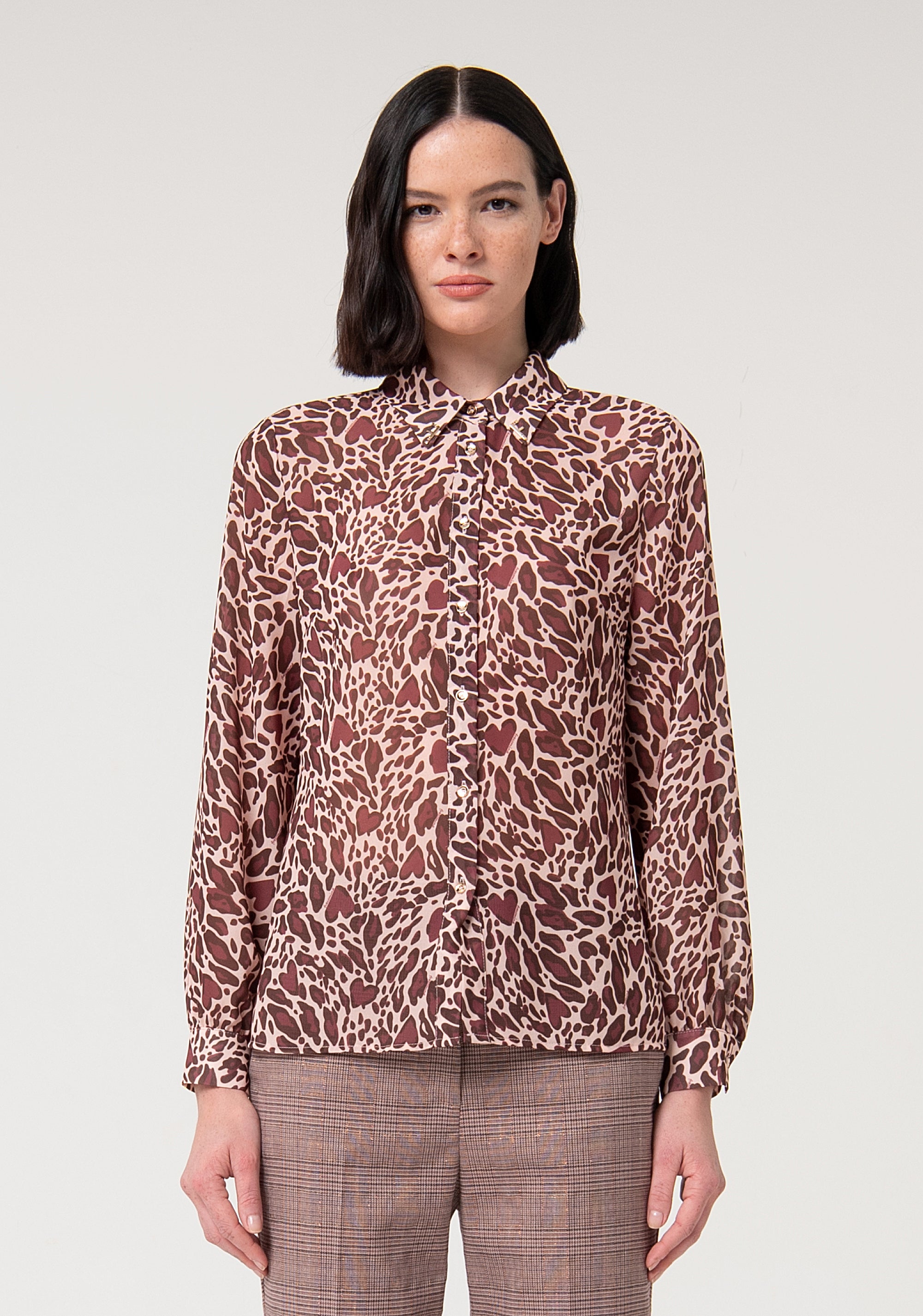 Camicia regular in fantasia animalier FS24WT6006W412L7-087 Fracomina