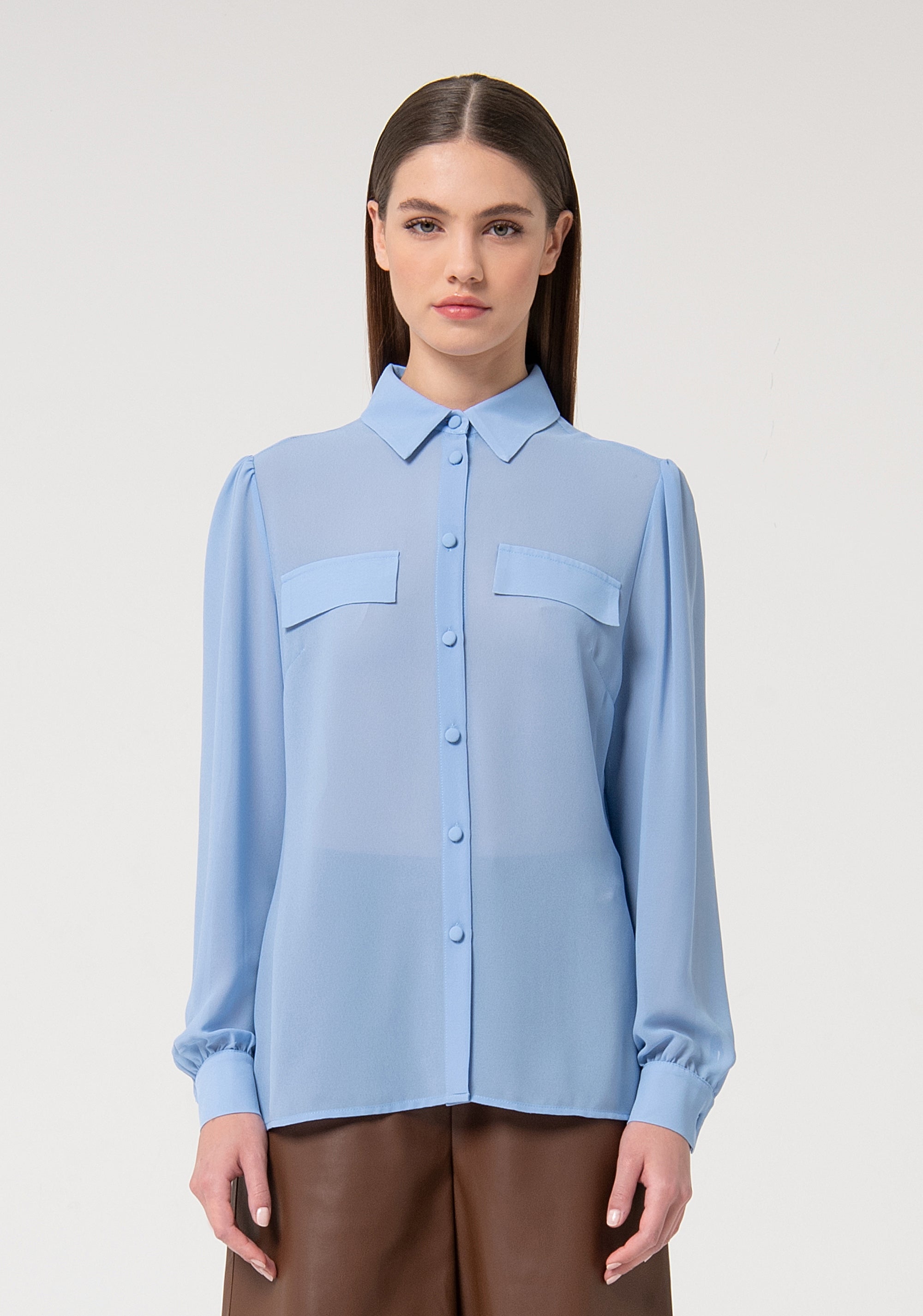 Camicia regular in georgette