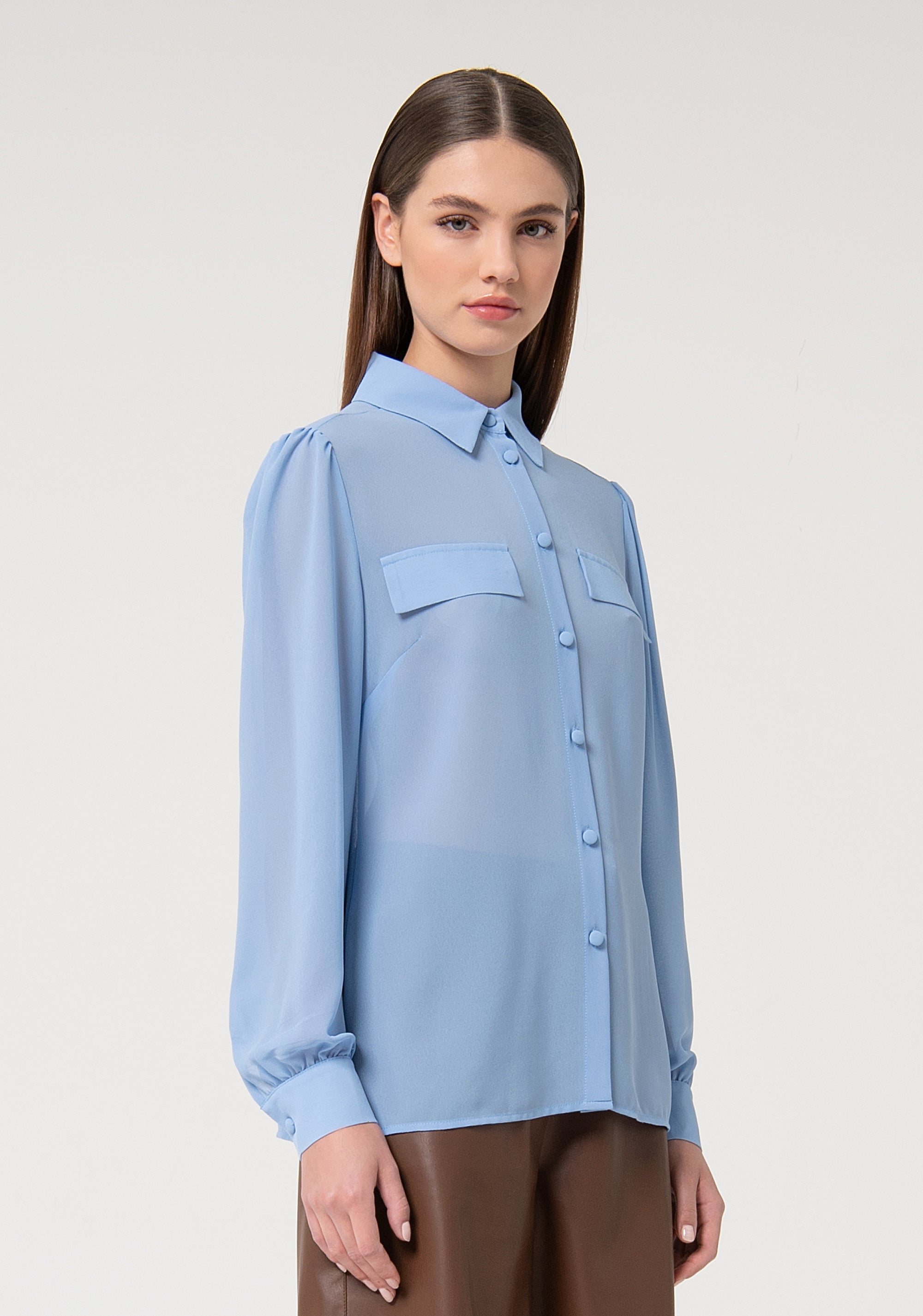 Camicia regular in georgette