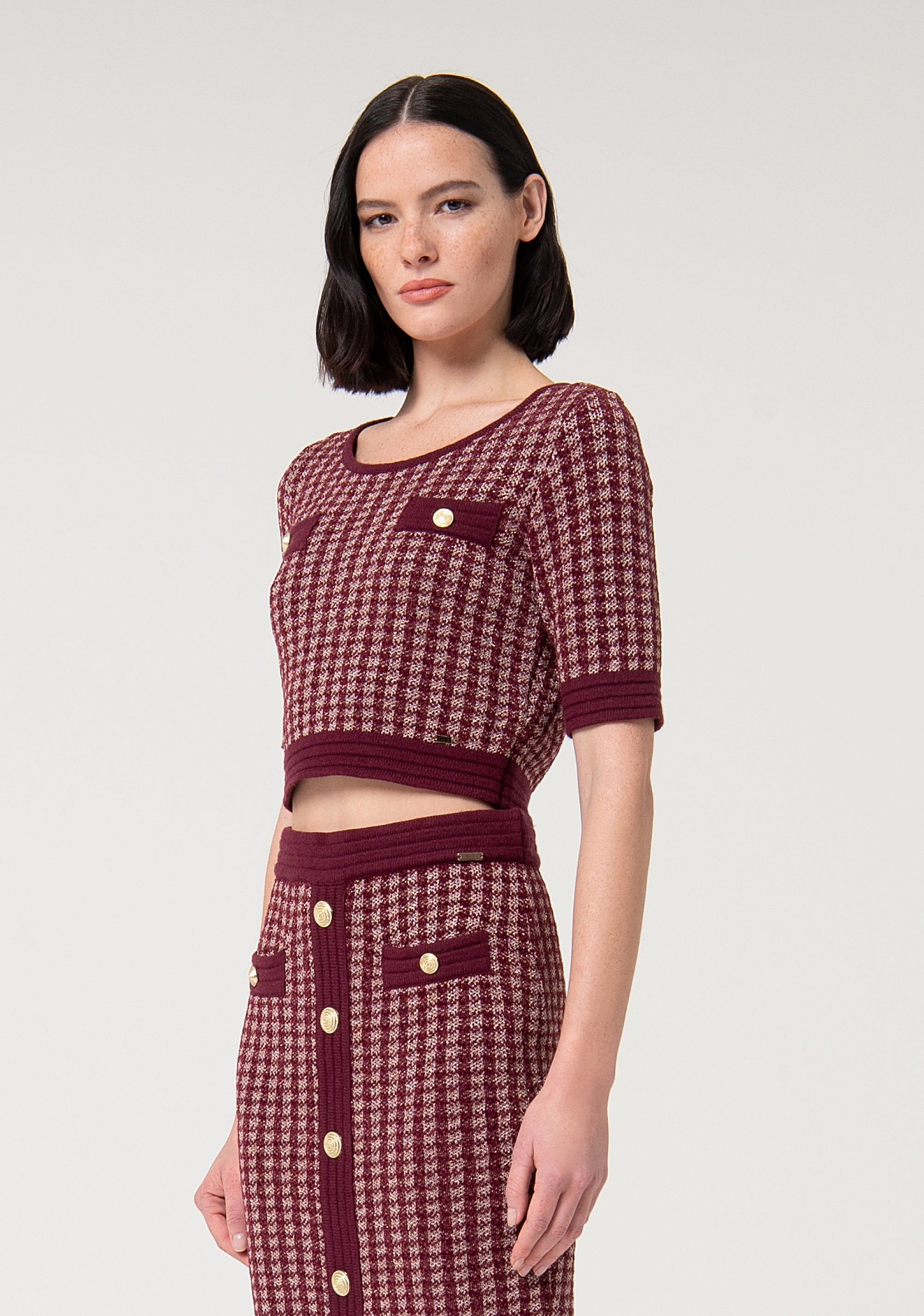 Maglia cropped in tweed