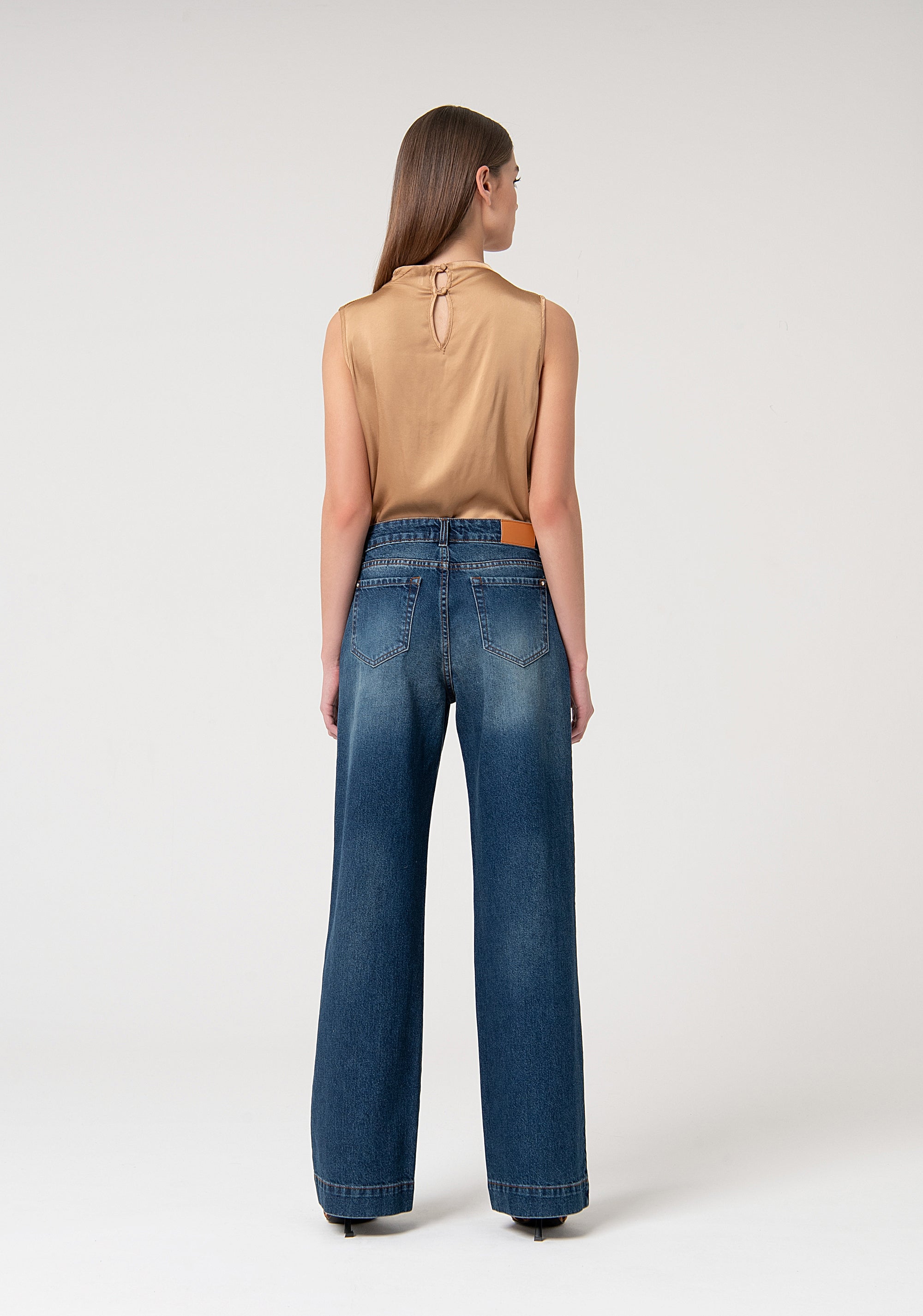 Jeans flare a palazzo in denim con lavaggio scuro FS24WV3008D40093-S93 Fracomina