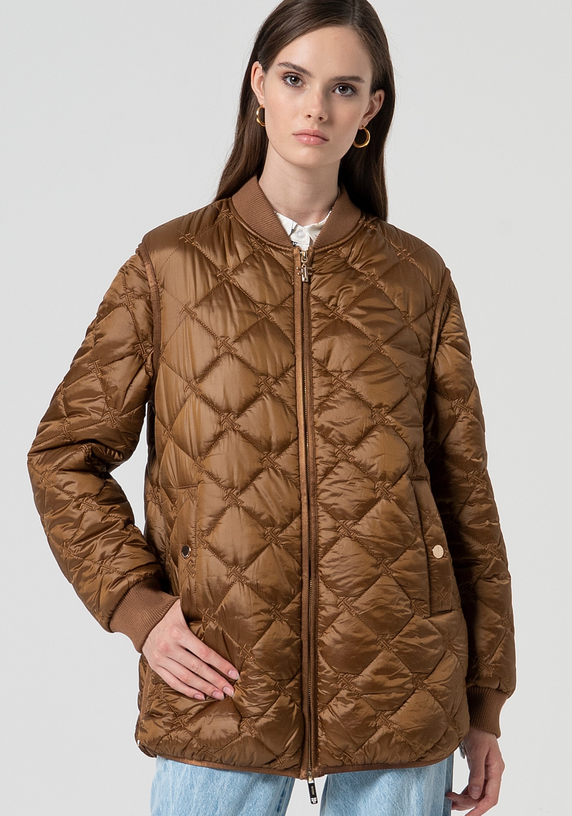 Giacca bomber oversize in nylon trapuntato