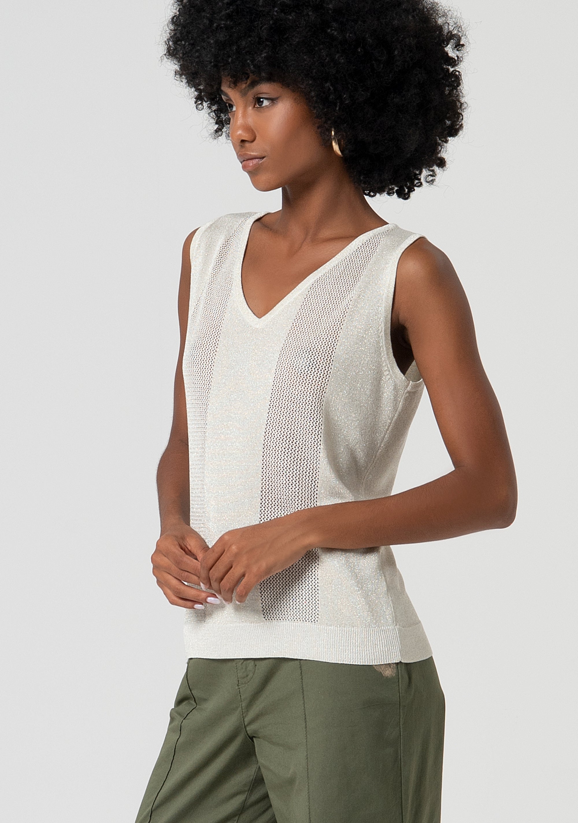 Top senza maniche in maglia con lurex FS25ST4001K51401-150 Fracomina