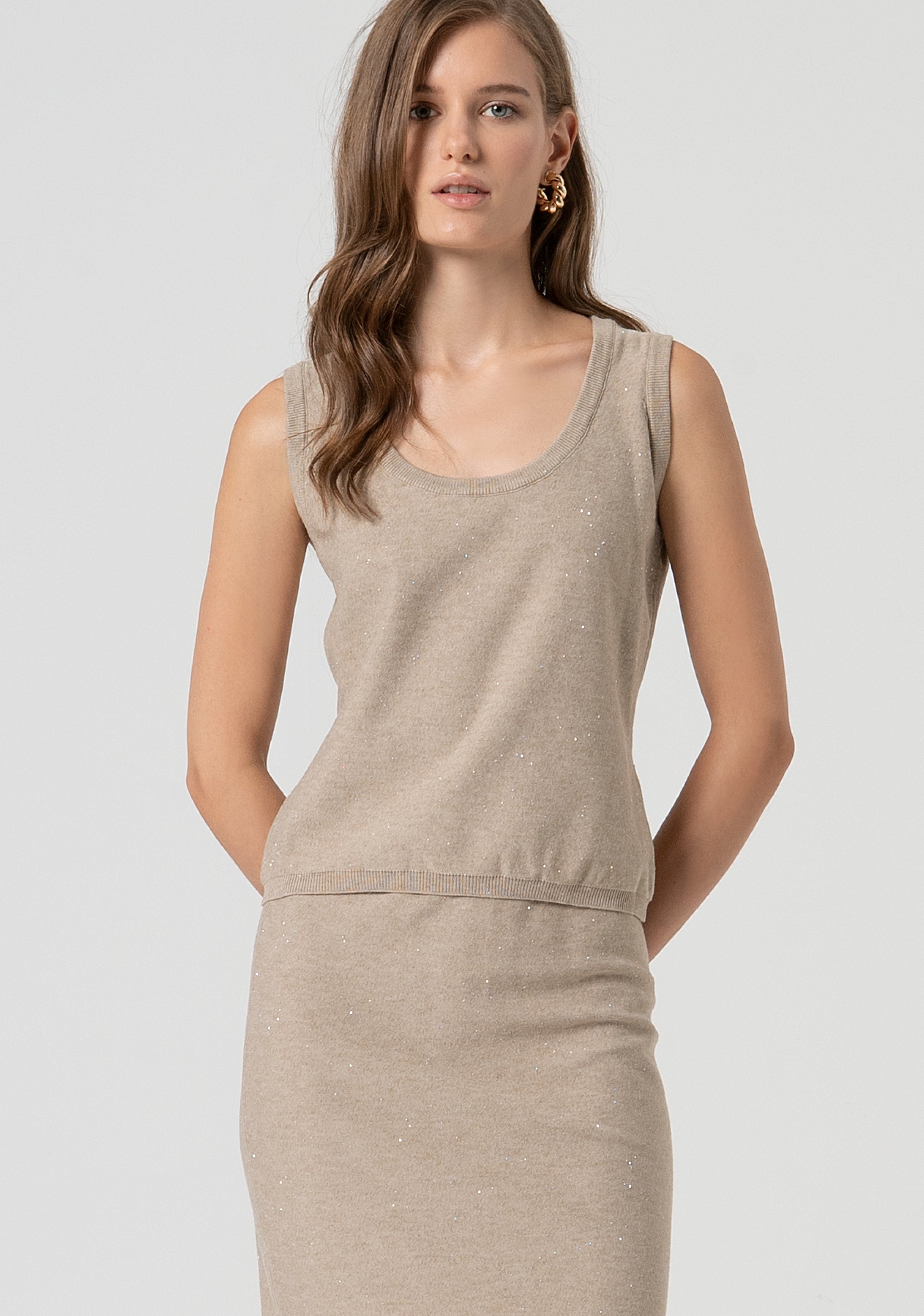 Top regular senza maniche in maglia FS25ST4004K501J5-050 Fracomina