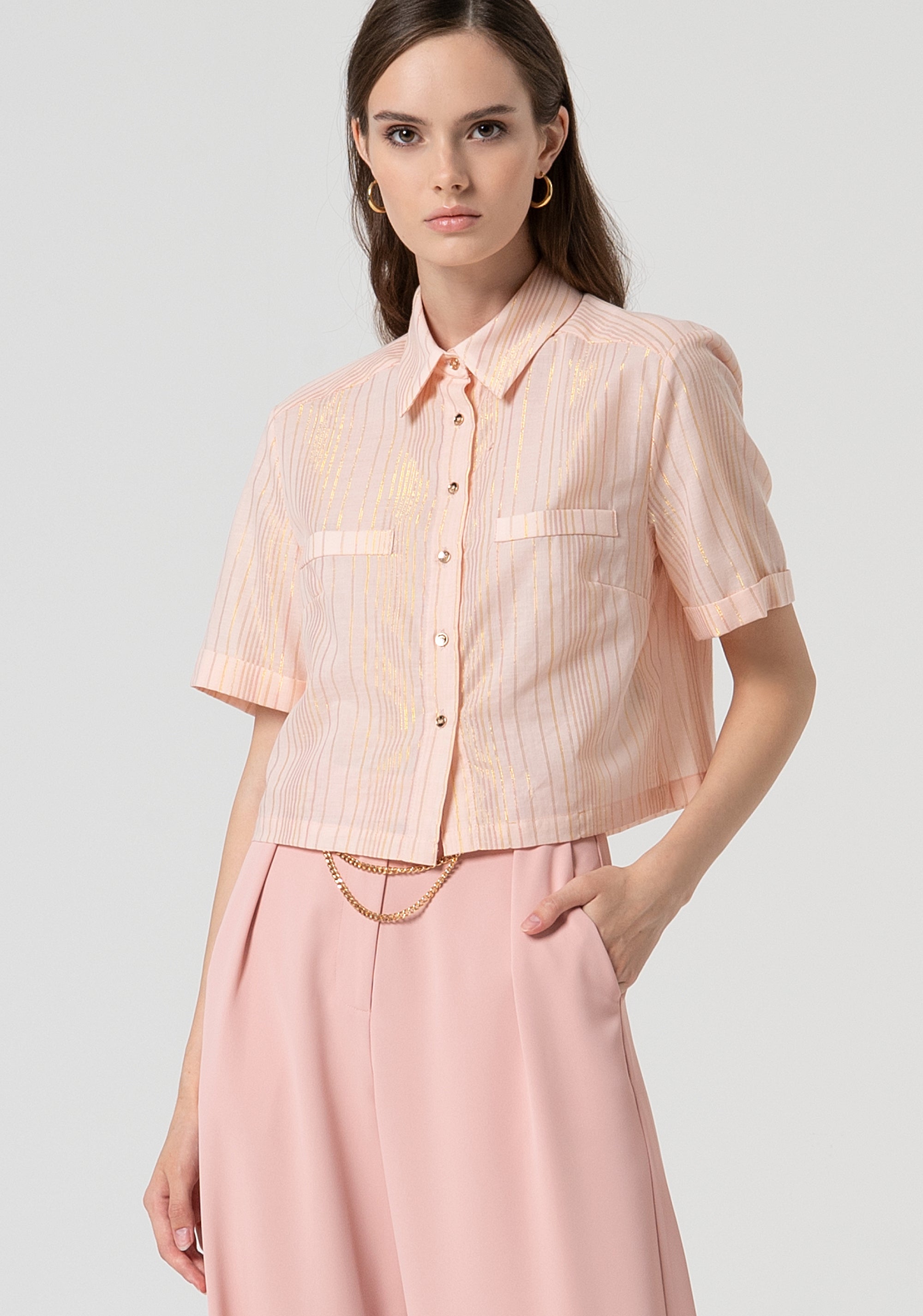 Camicia cropped a righe FS25ST6004W78601-226 Fracomina