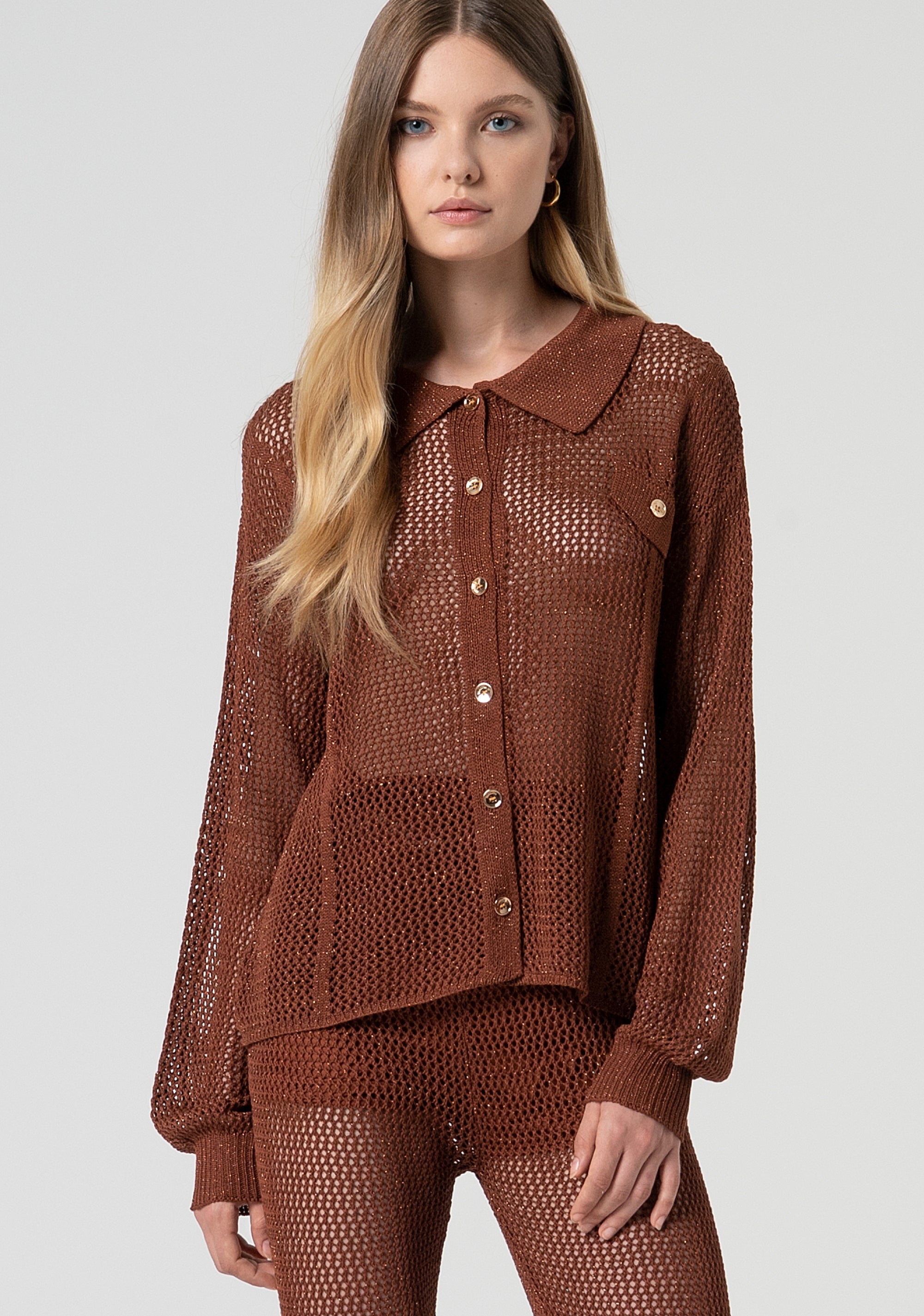 Camicia regular in maglia con punto rete FS25ST6006K514O7-T28 Fracomina