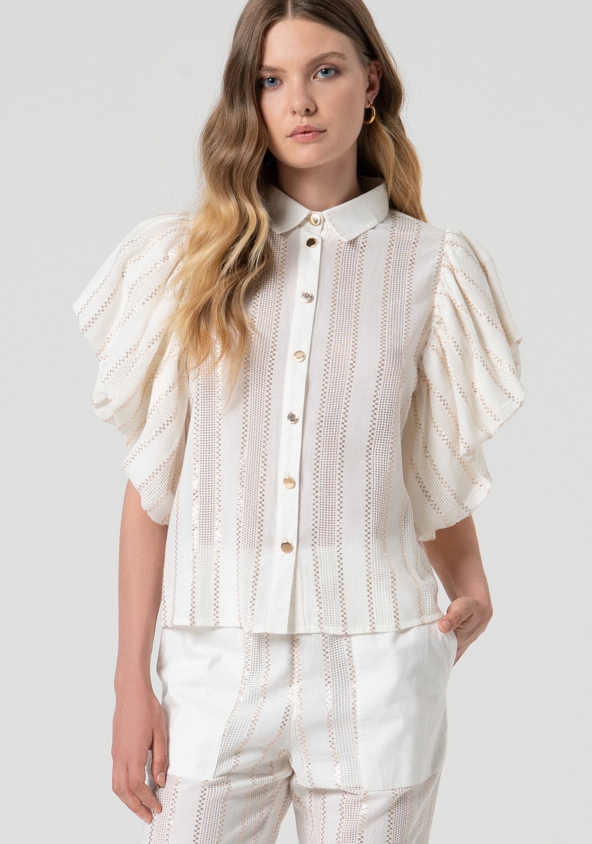 Camicia regular a righe con lurex FS25ST6009W403Q7-278 Fracomina
