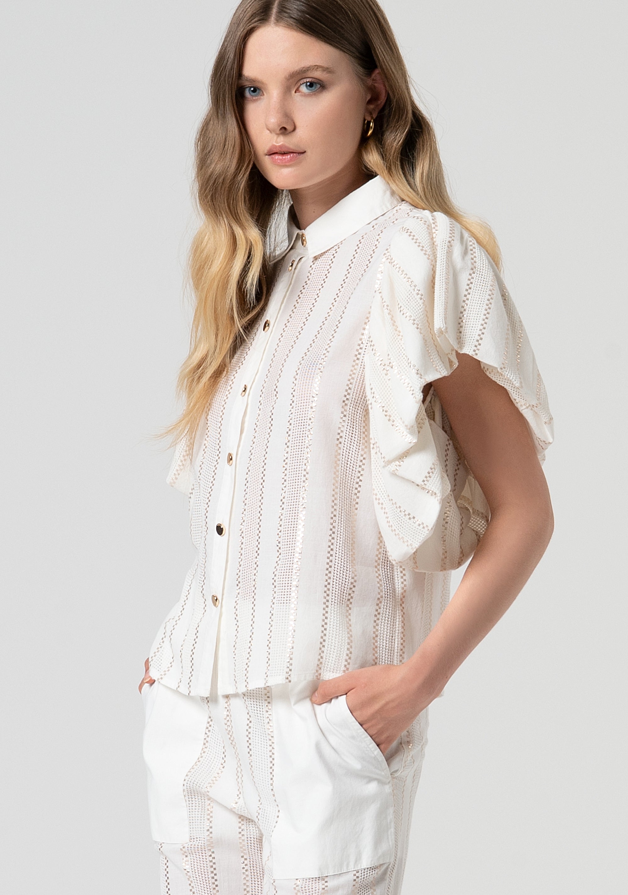Camicia regular a righe con lurex FS25ST6009W403Q7-278 Fracomina