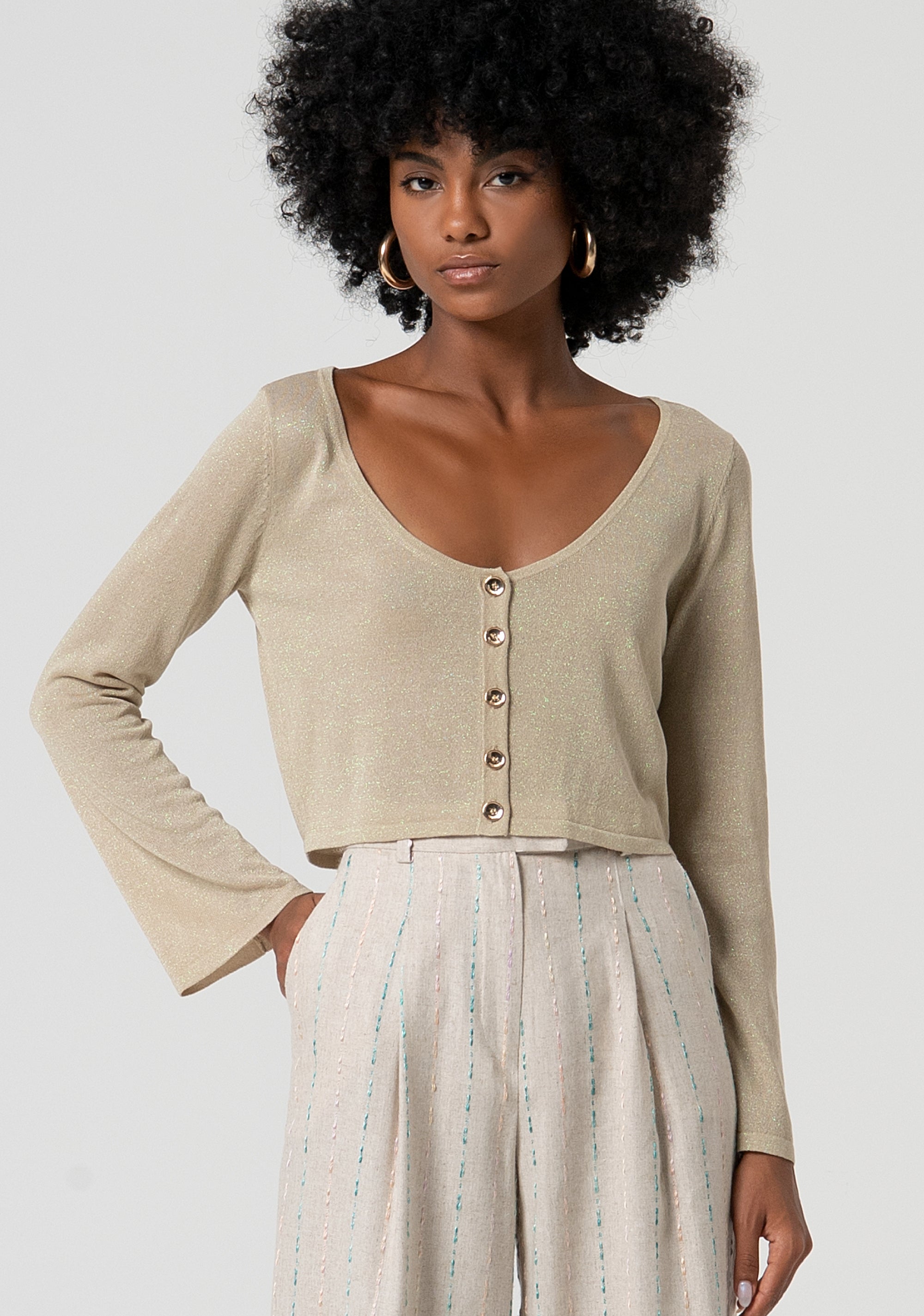 Cardigan cropped con scollo madonna FS25ST8007K414Q7-050 Fracomina