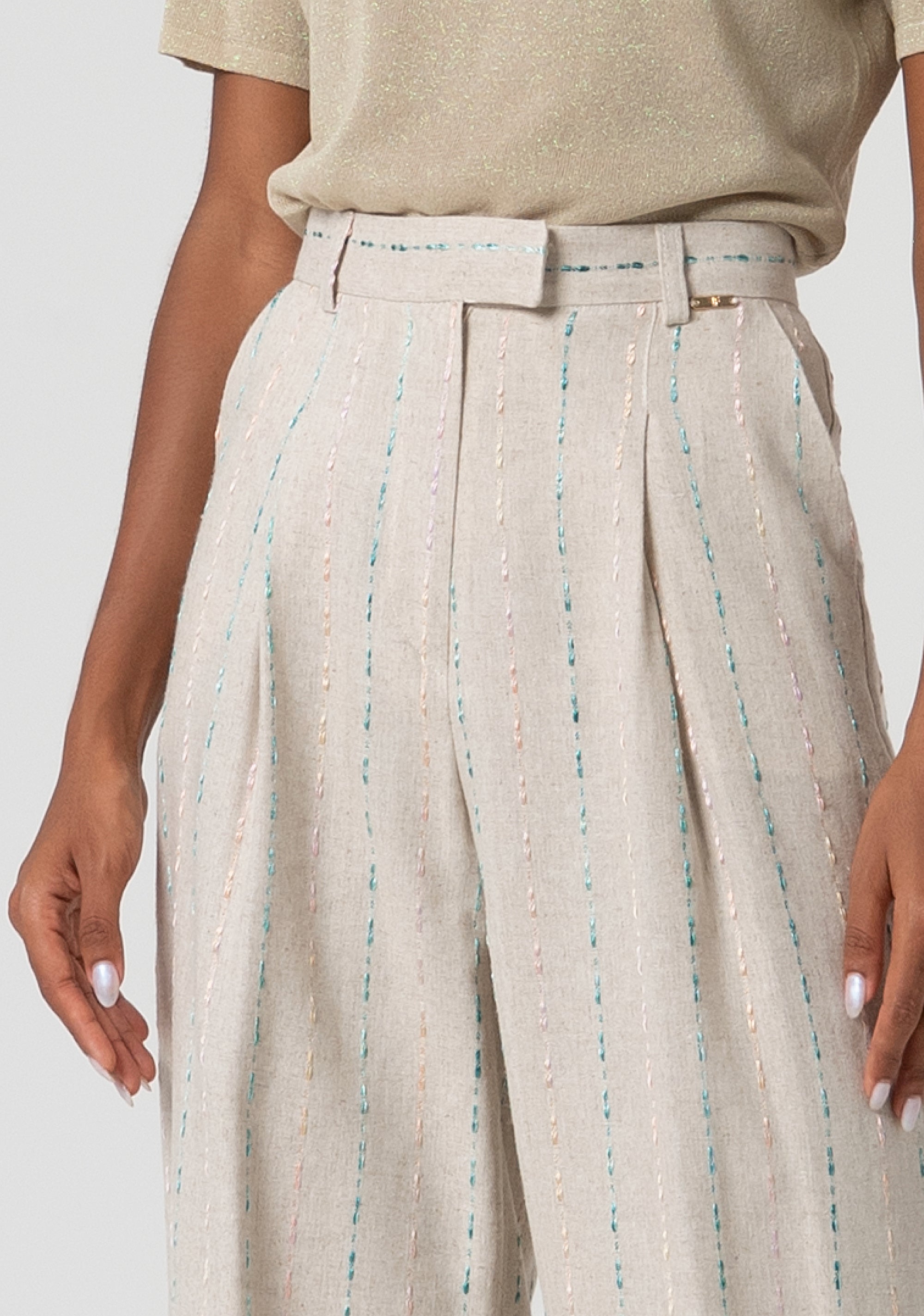 Pantalone a palazzo con lino FS25SV3007W788N8-050 Fracomina