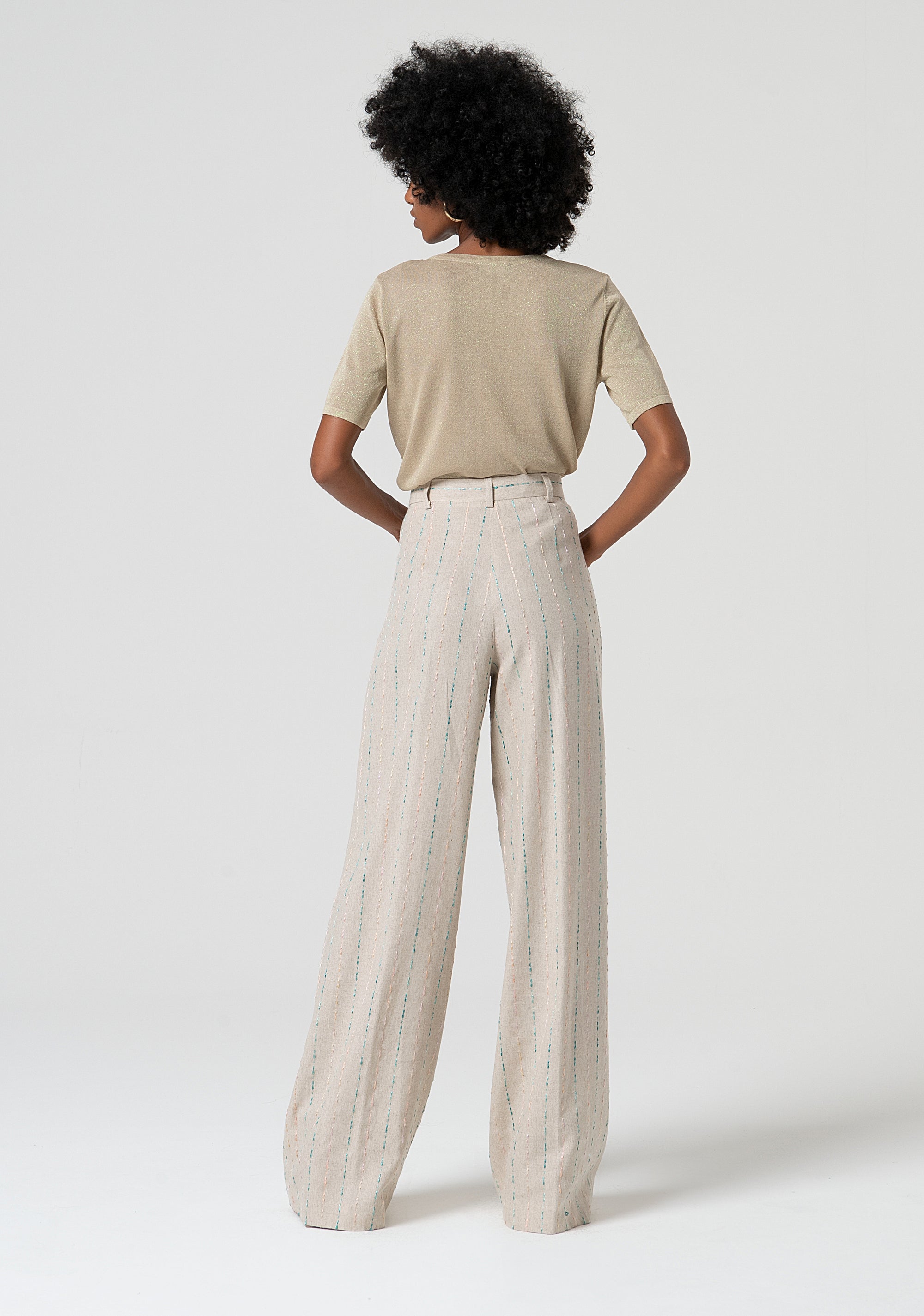 Pantalone a palazzo con lino FS25SV3007W788N8-050 Fracomina