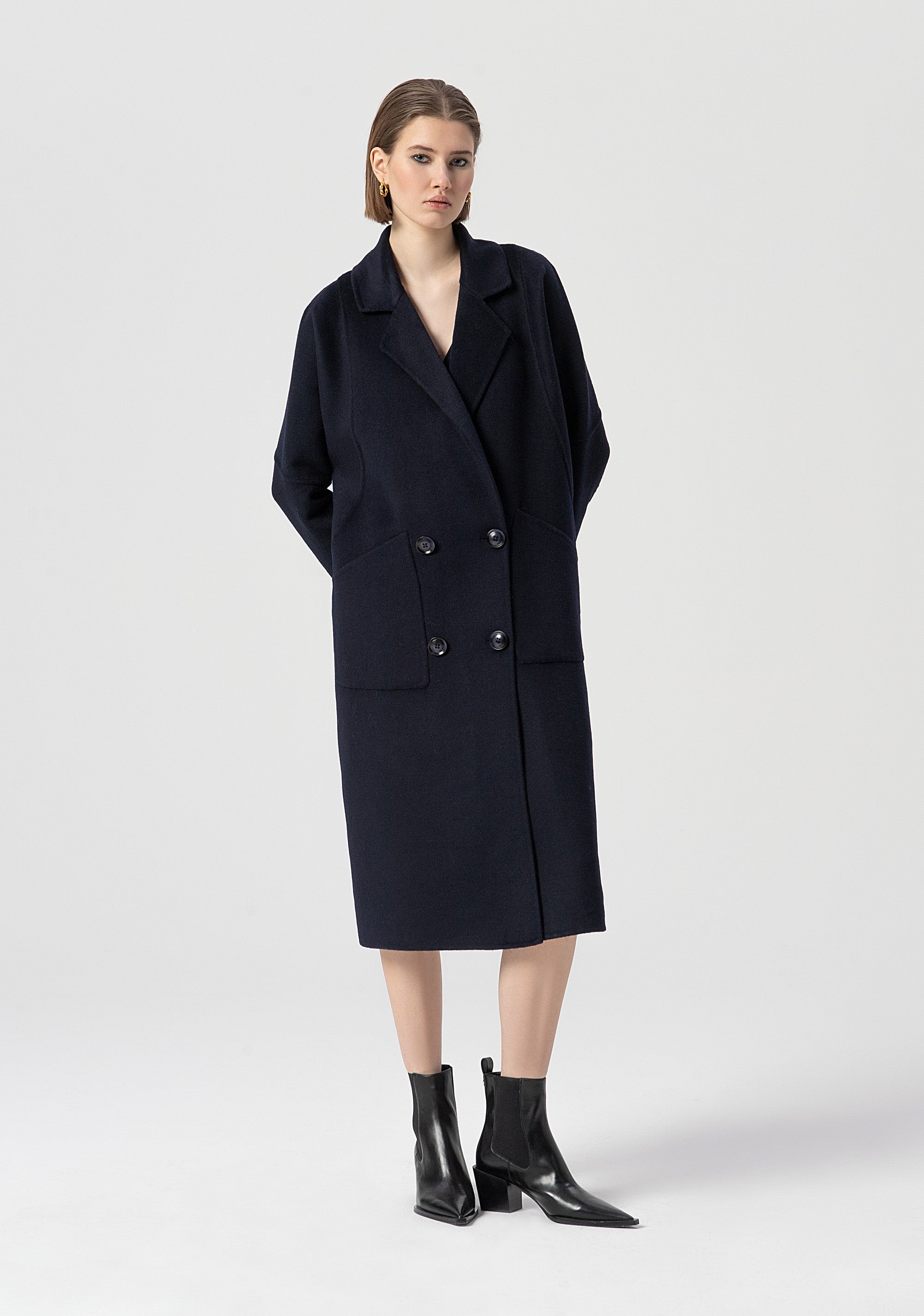 Cappotto over doppiopetto lungo con lana FS25WC1003W74001-064 Fracomina