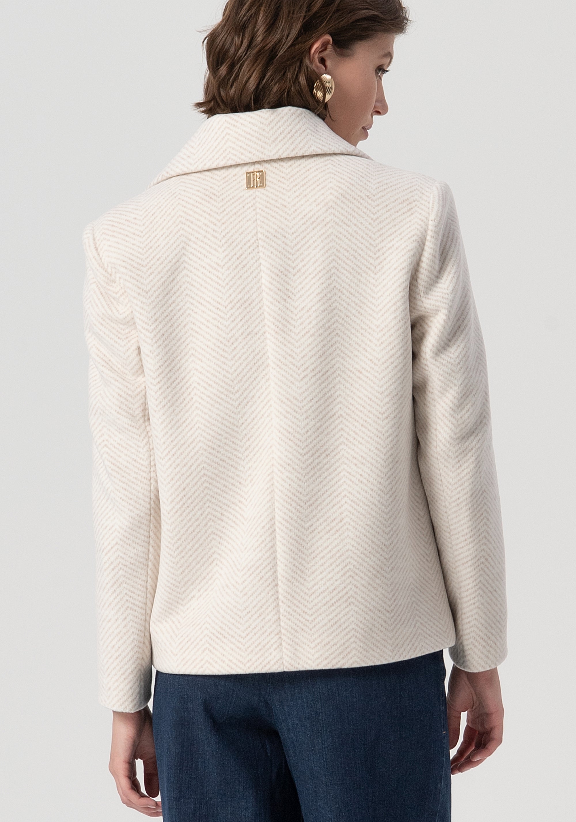 Cappotto regular caban doppiopetto in tessuto spigato FS25WC1010W820K6-050 Fracomina