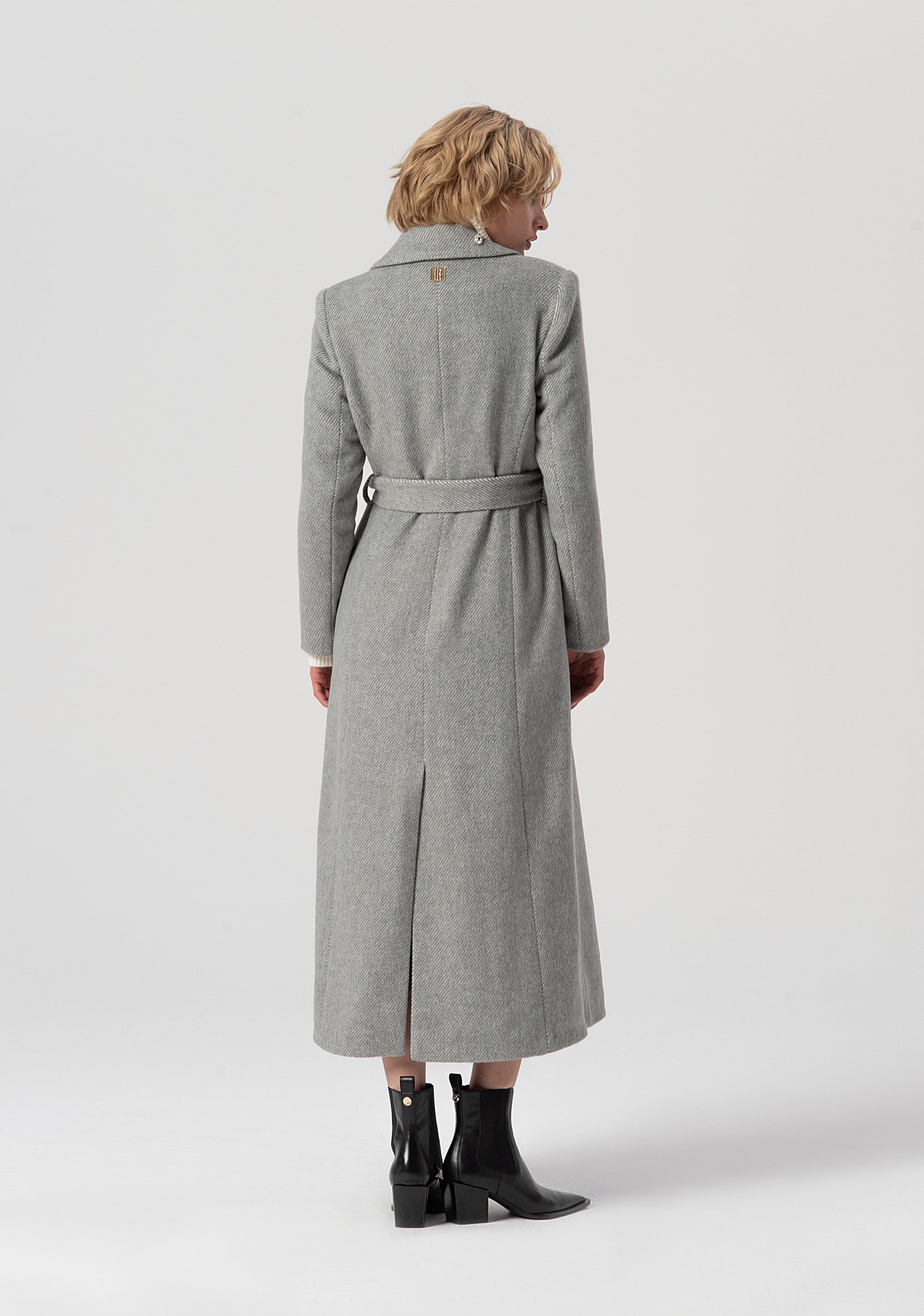 Cappotto regular lungo monopetto in tessuto spigato con lana FS25WC1011W819K3-156 Fracomina