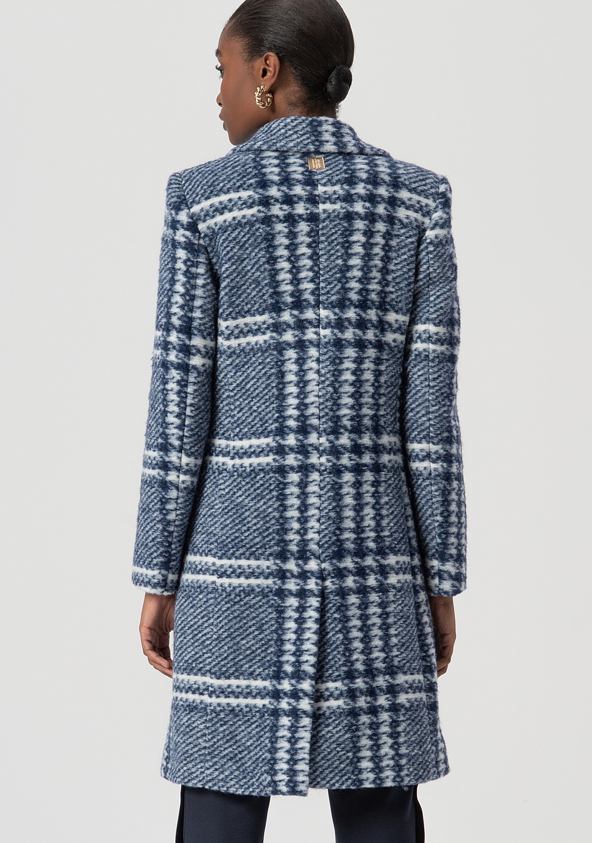 Cappotto regular midi in tessuto Principe di Galles con lana FS25WC1014W81995-083 Fracomina