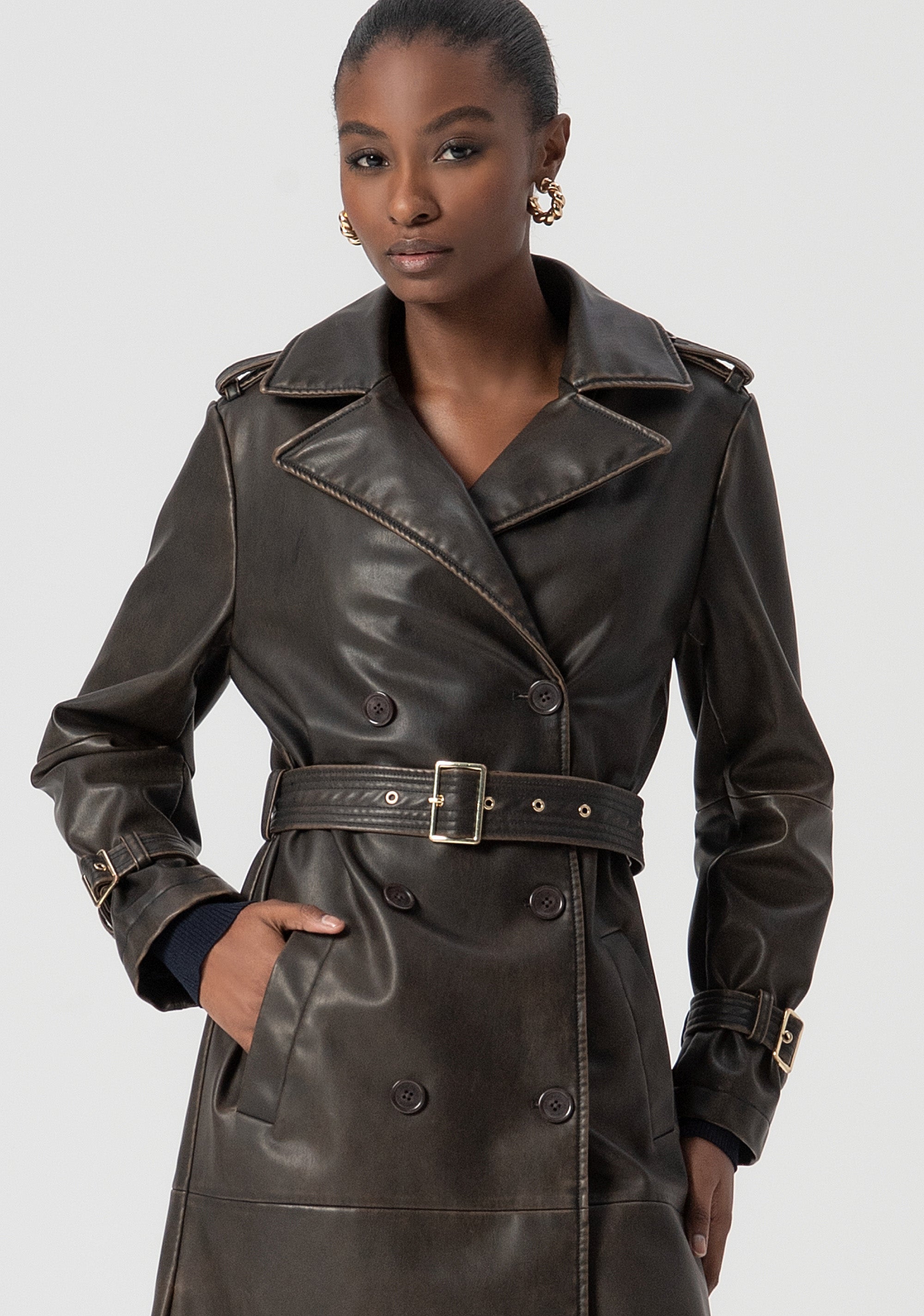 Trench regular lungo con cintura FS25WC7001P41101-397 Fracomina