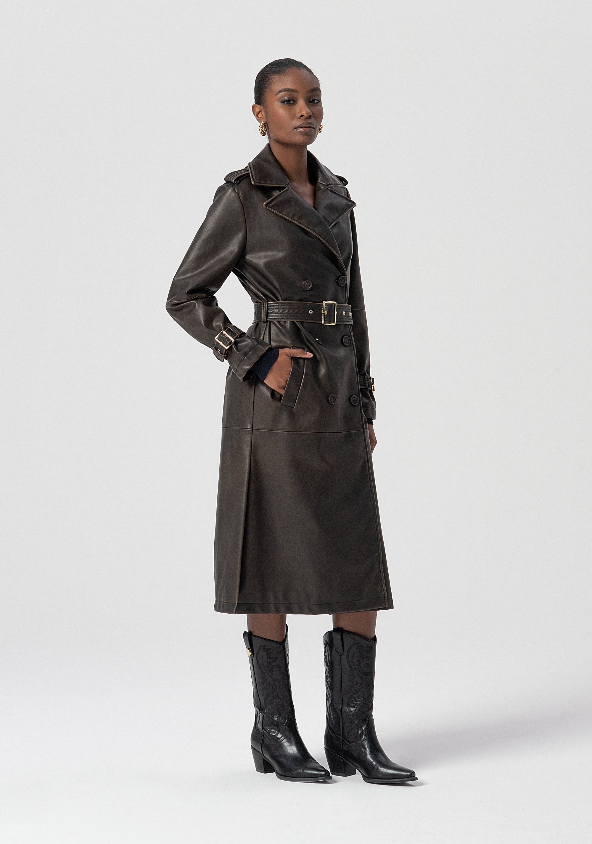 Trench regular lungo con cintura FS25WC7001P41101-397 Fracomina