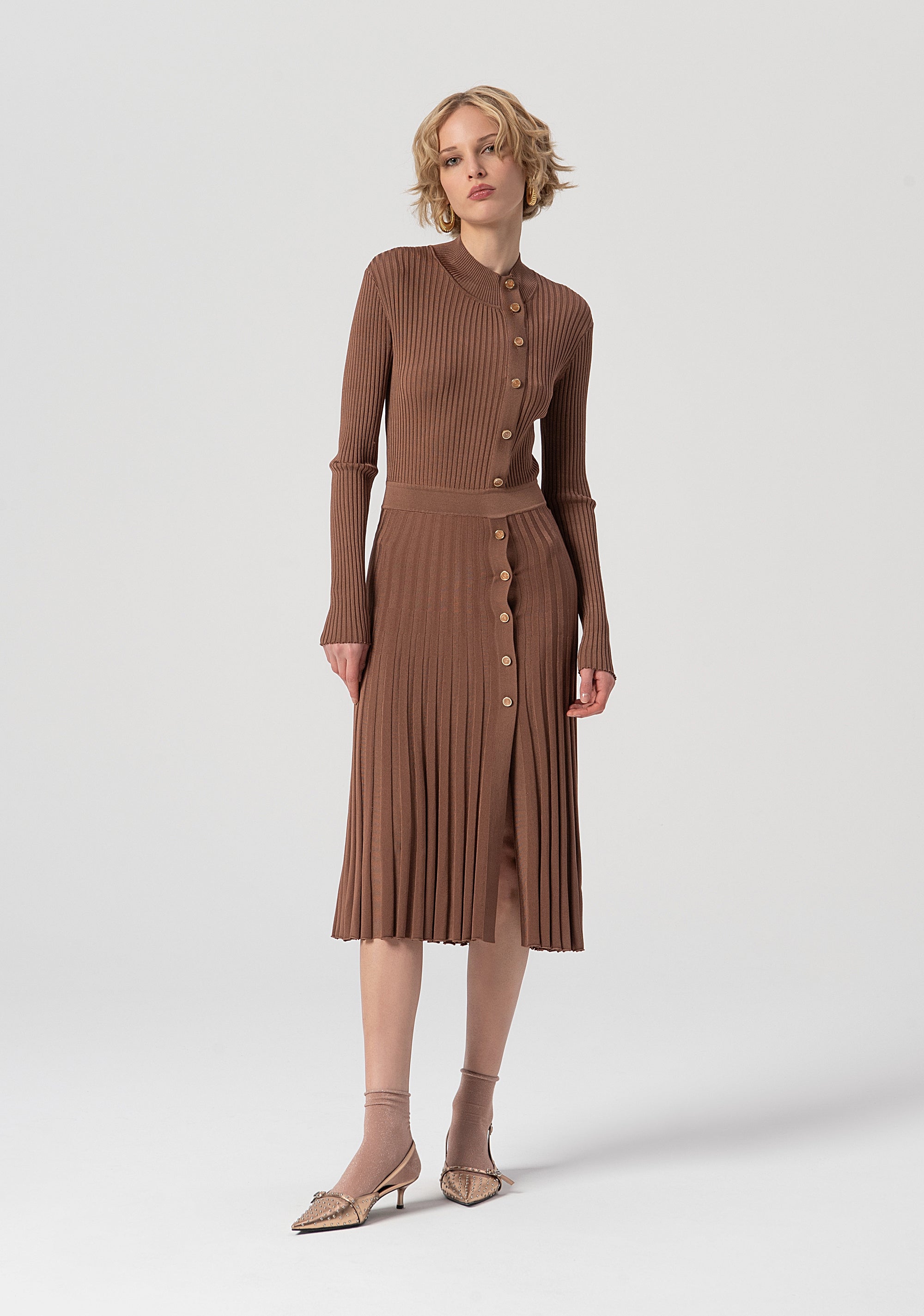 Abito slim midi in maglia a coste FS25WD5003K56101-091 Fracomina