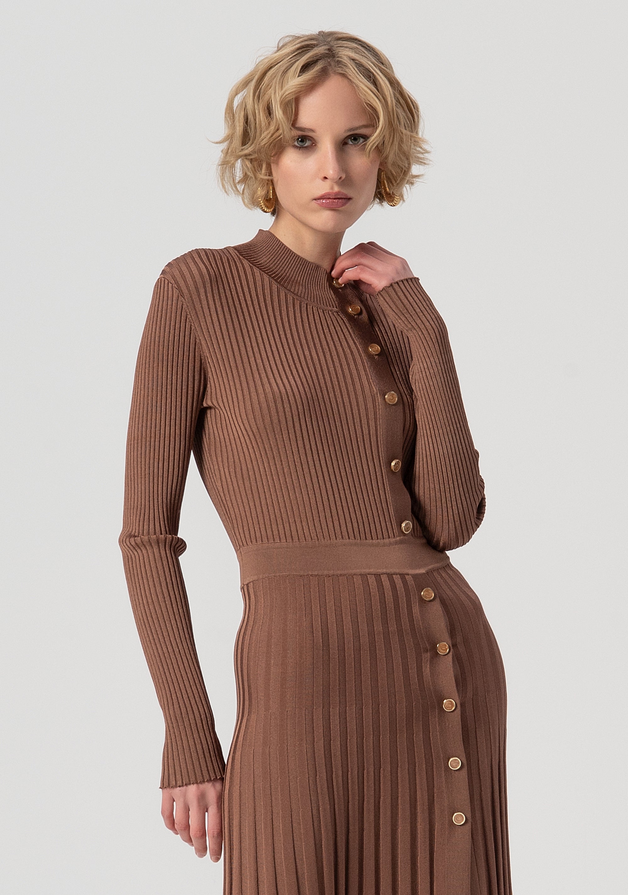 Abito slim midi in maglia a coste FS25WD5003K56101-091 Fracomina