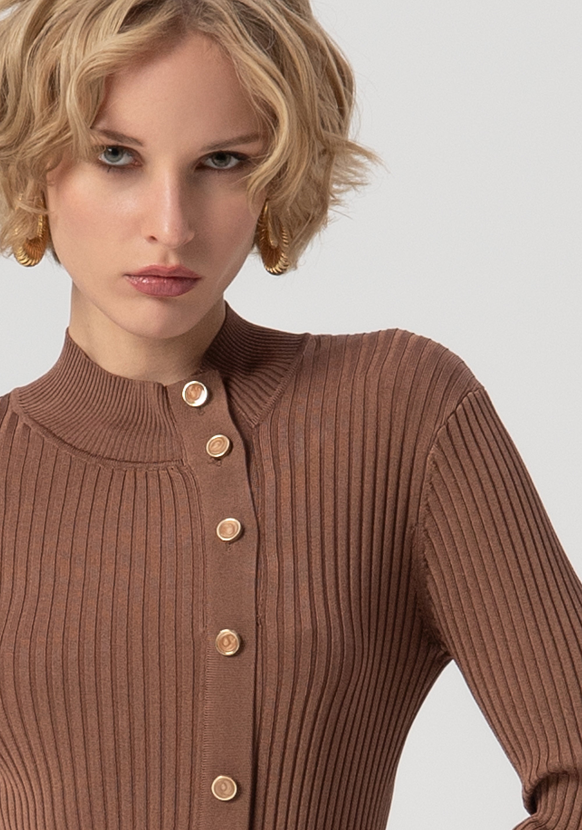 Abito slim midi in maglia a coste FS25WD5003K56101-091 Fracomina