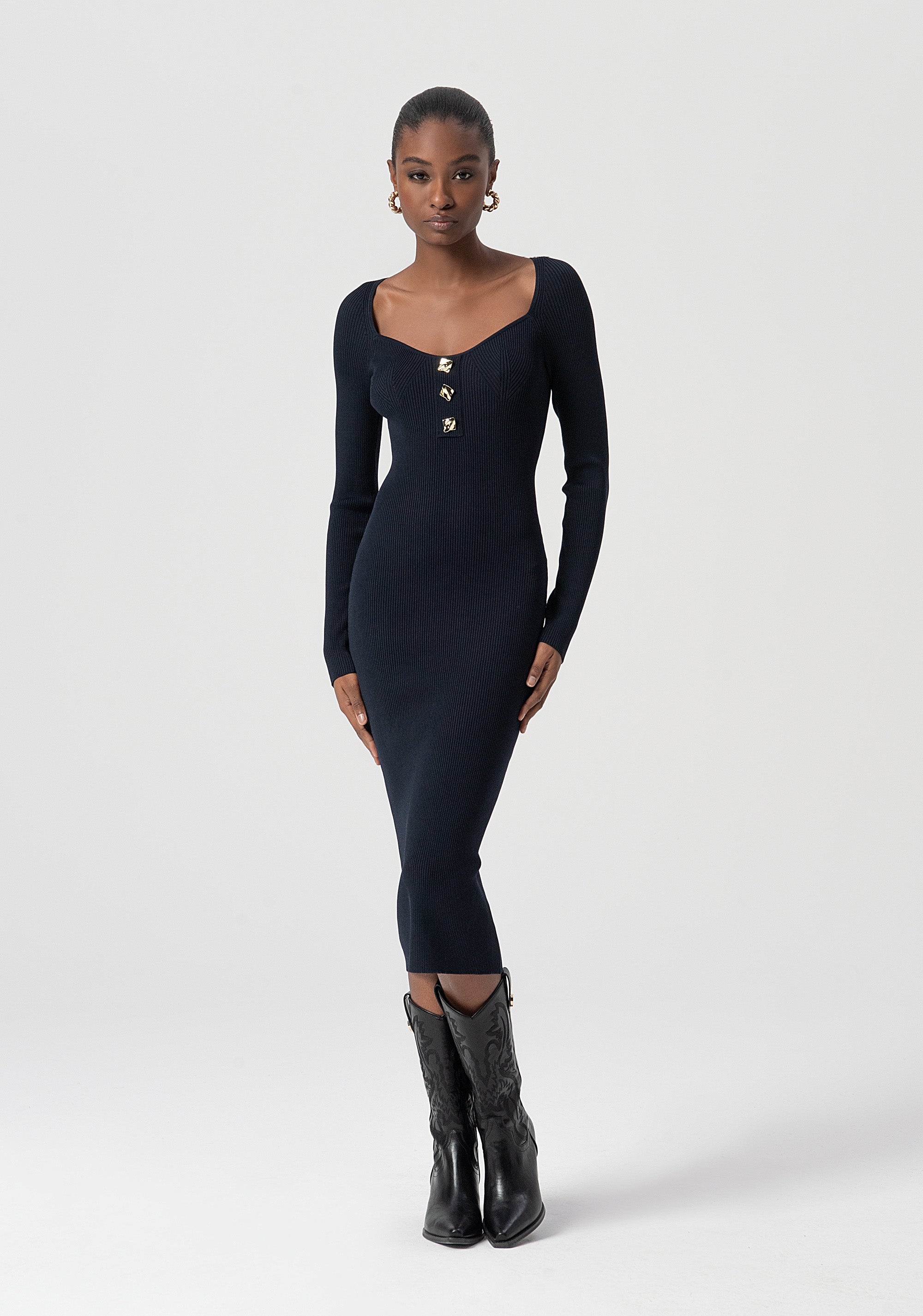 Abito slim midi in maglia FS25WD5005K41601-064 Fracomina