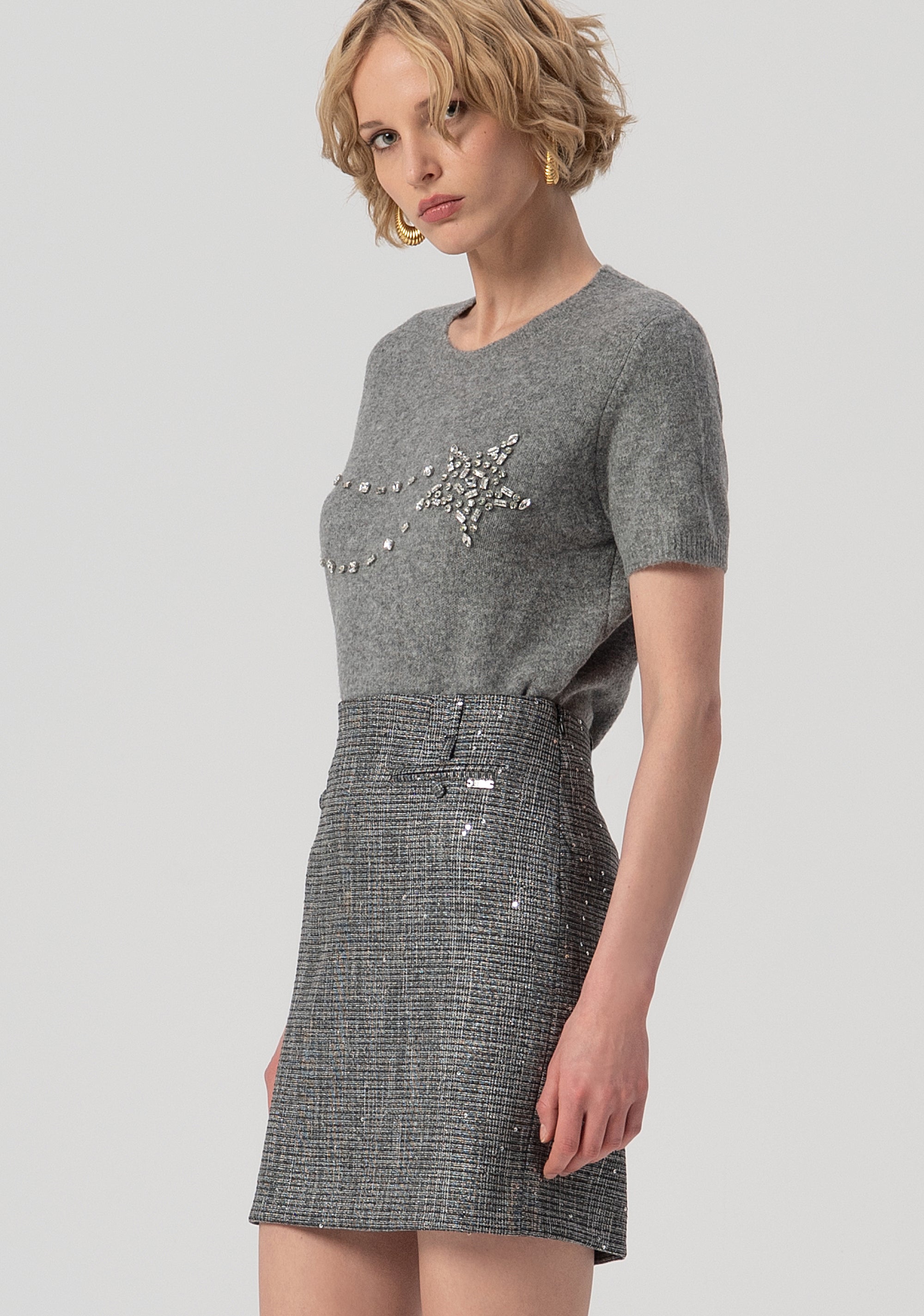 Gonna slim mini in tweed con paillettes FS25WG1002W821J5-053 Fracomina