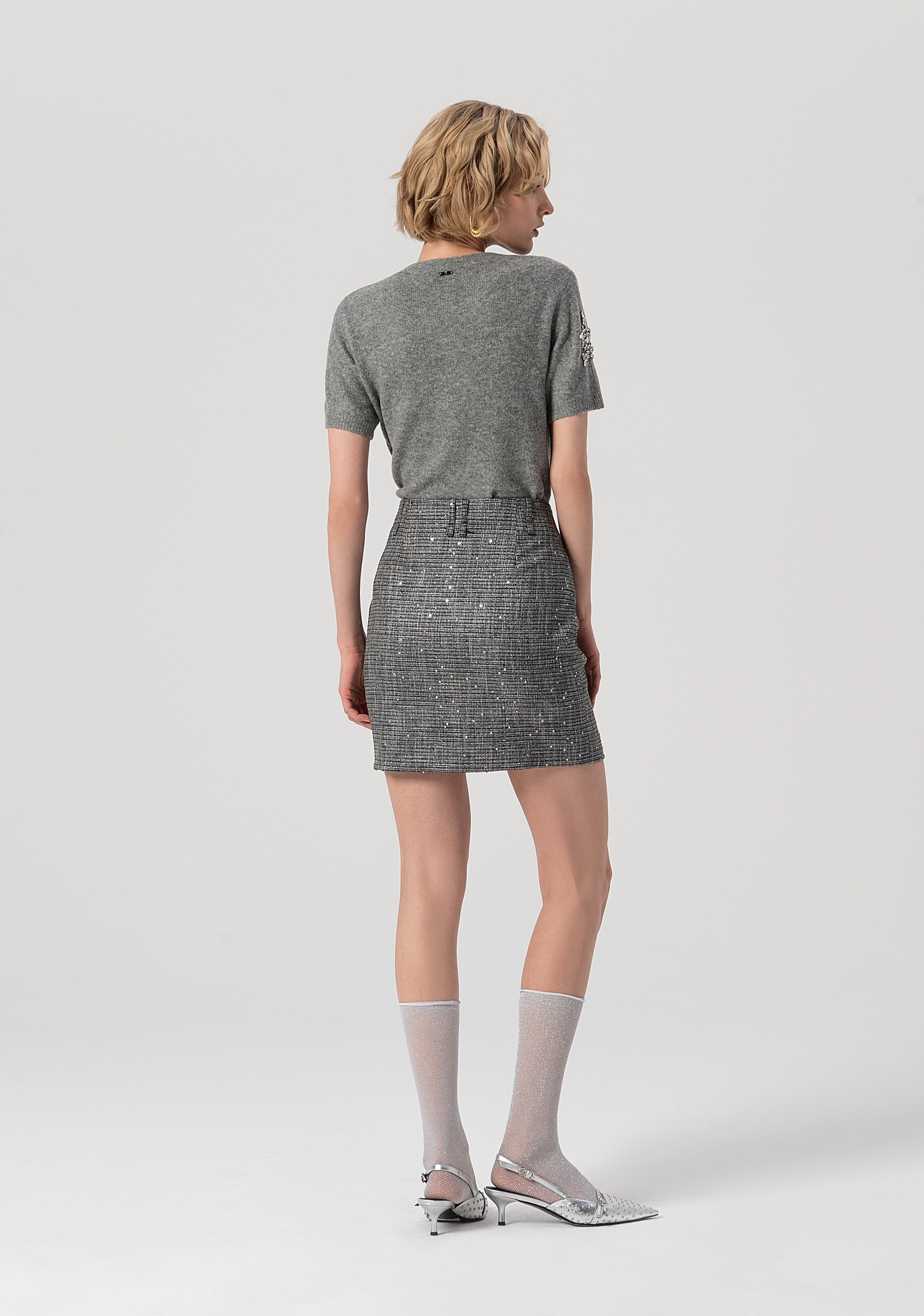 Gonna slim mini in tweed con paillettes FS25WG1002W821J5-053 Fracomina