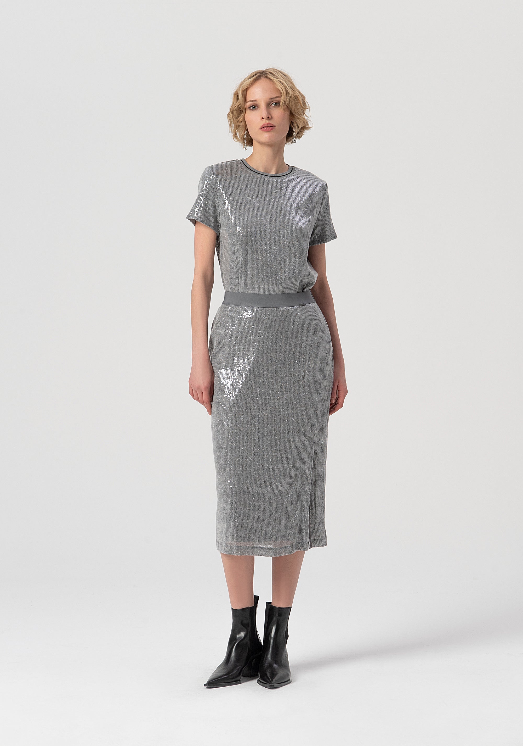 Gonna a tubino regular midi con paillettes FS25WG2004W53601-156 Fracomina