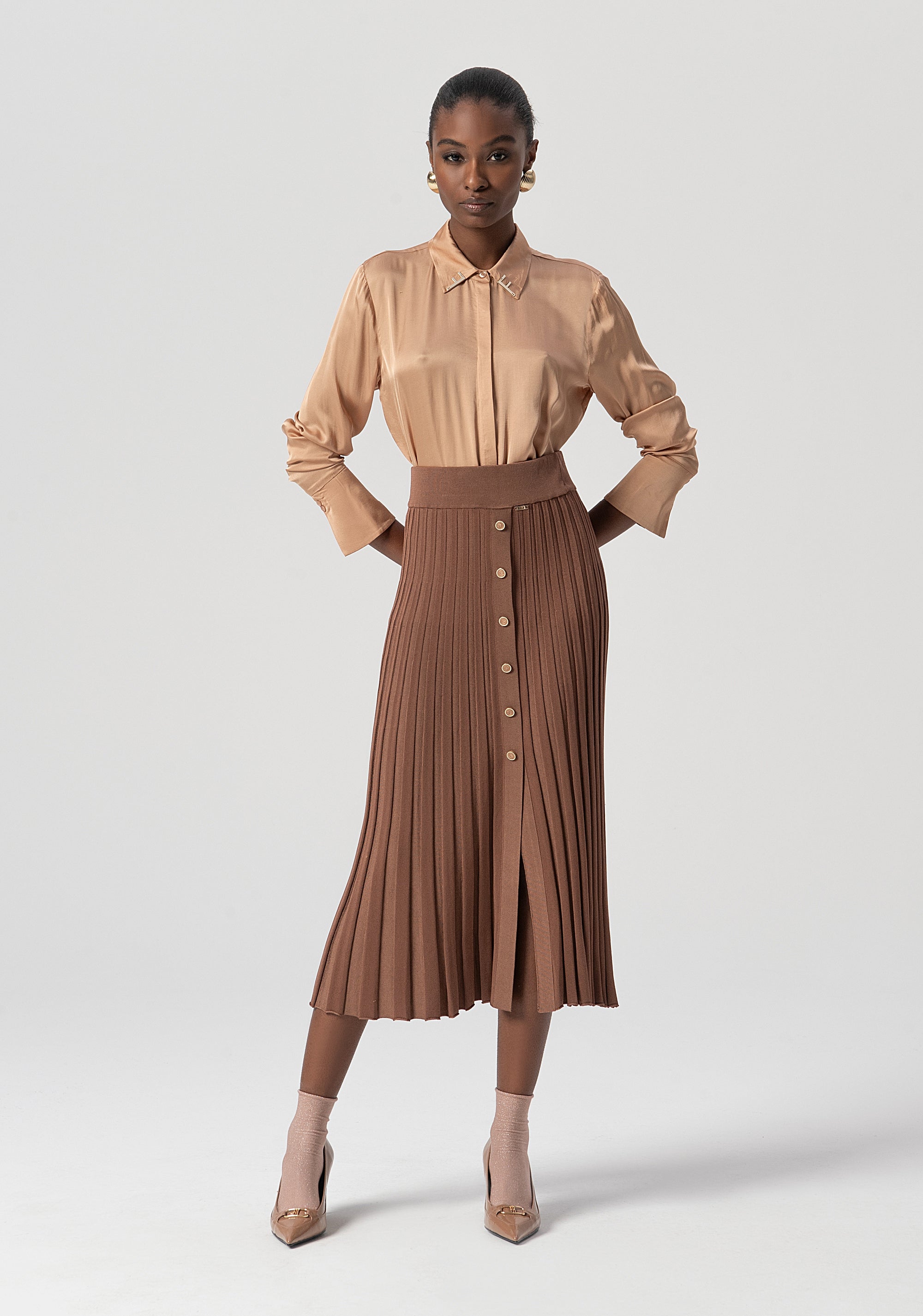 Gonna flare midi in maglia FS25WG4001K56101-091 Fracomina
