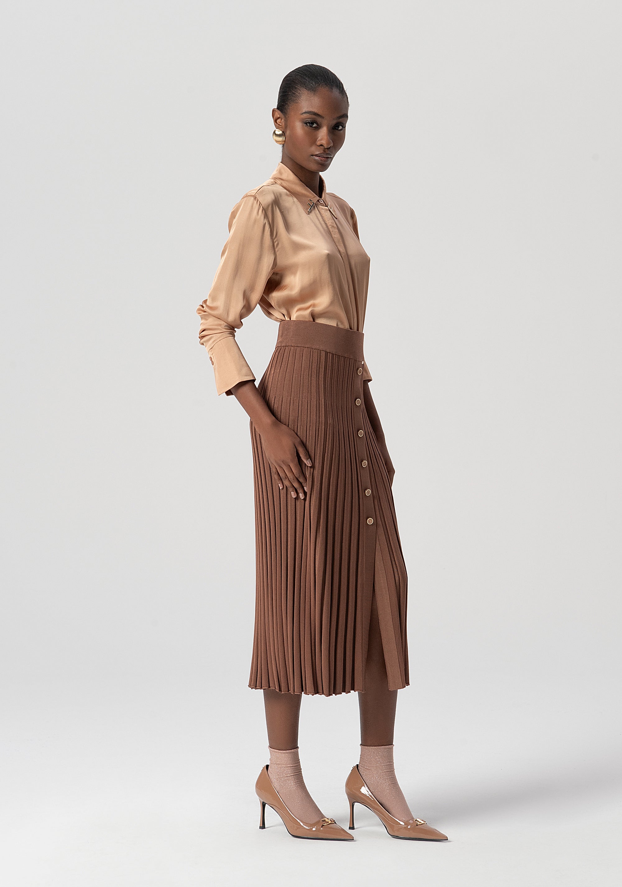 Gonna flare midi in maglia FS25WG4001K56101-091 Fracomina