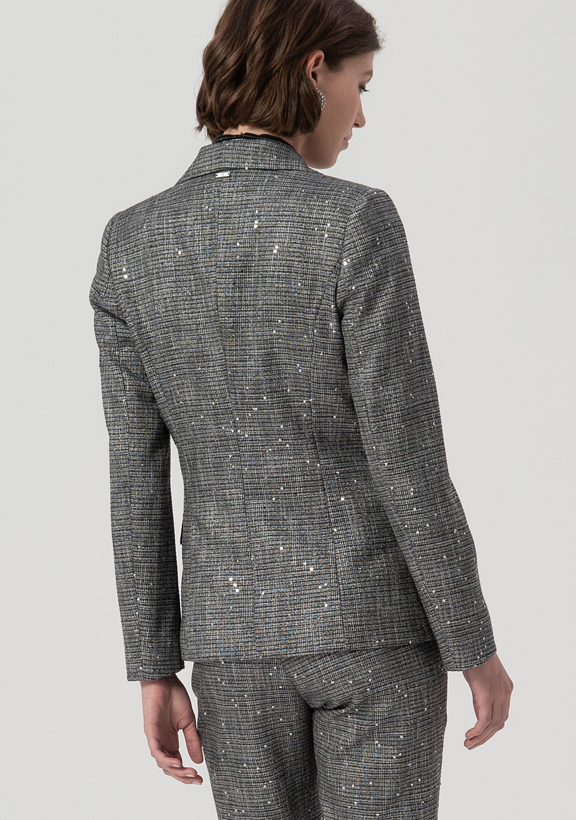 Blazer regular doppiopetto in tweed con paillettes FS25WJ2003W821J5-053 Fracomina