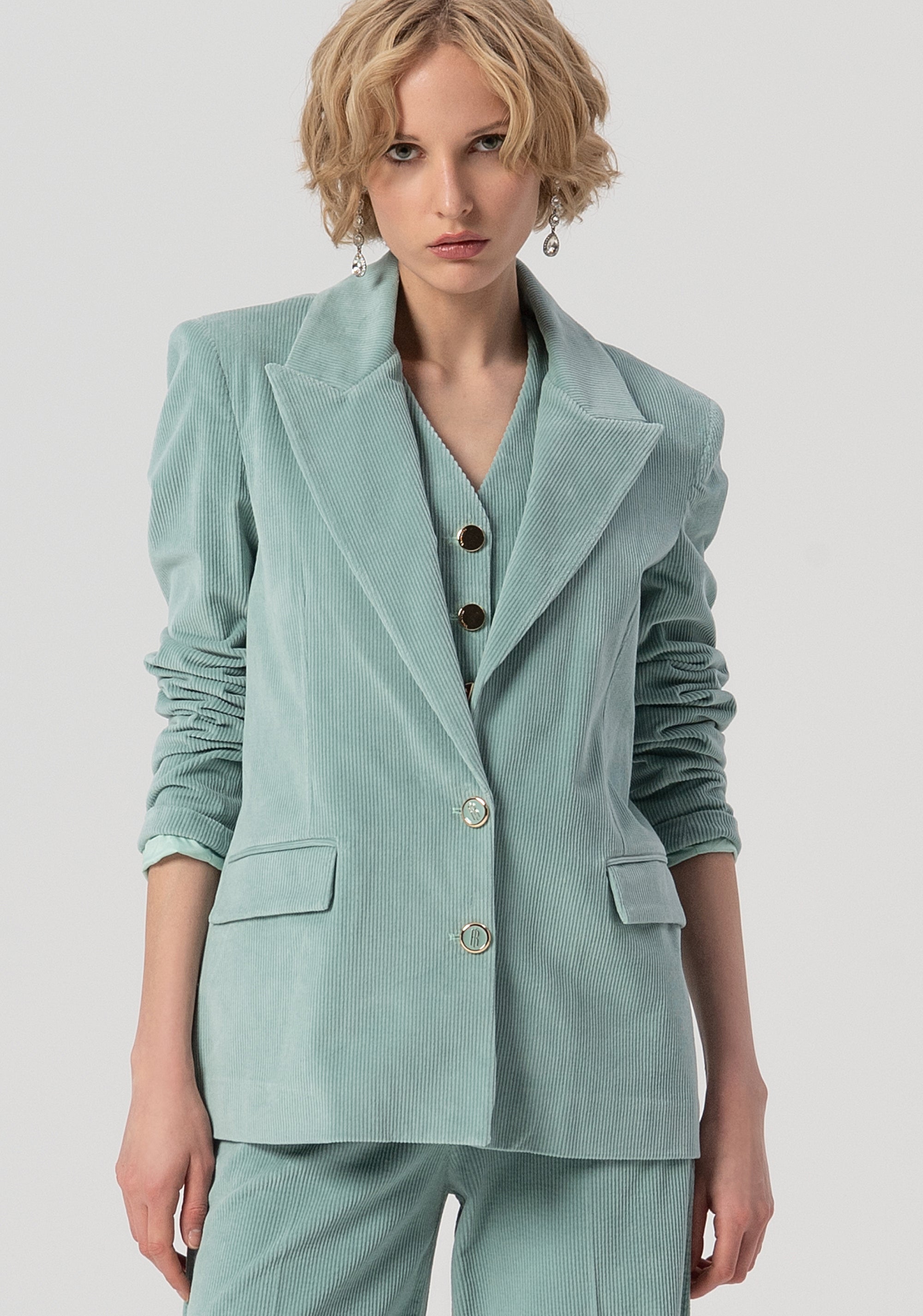 Blazer over lungo in velluto mille righe FS25WJ3004W59401-806 Fracomina