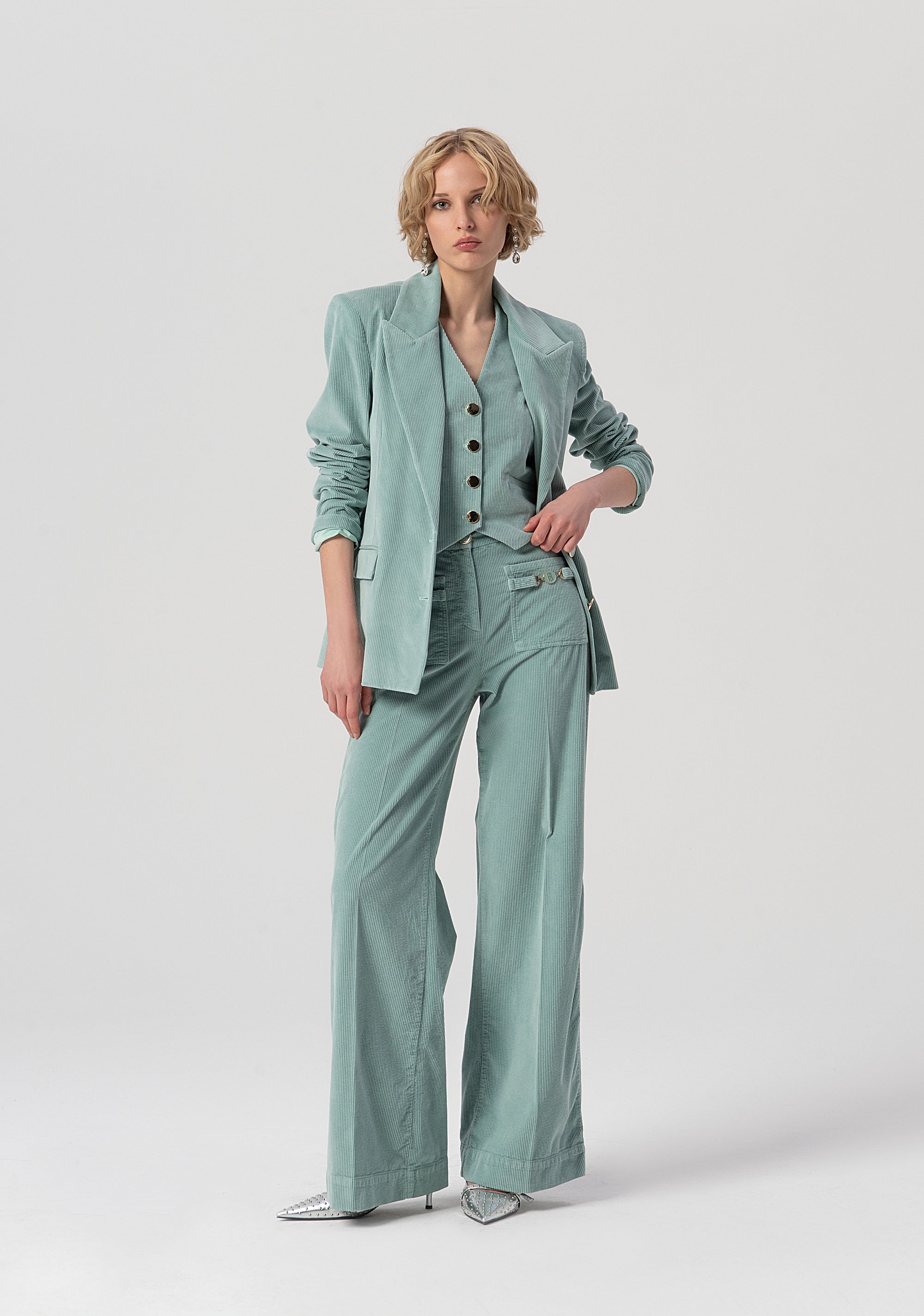Blazer over lungo in velluto mille righe FS25WJ3004W59401-806 Fracomina