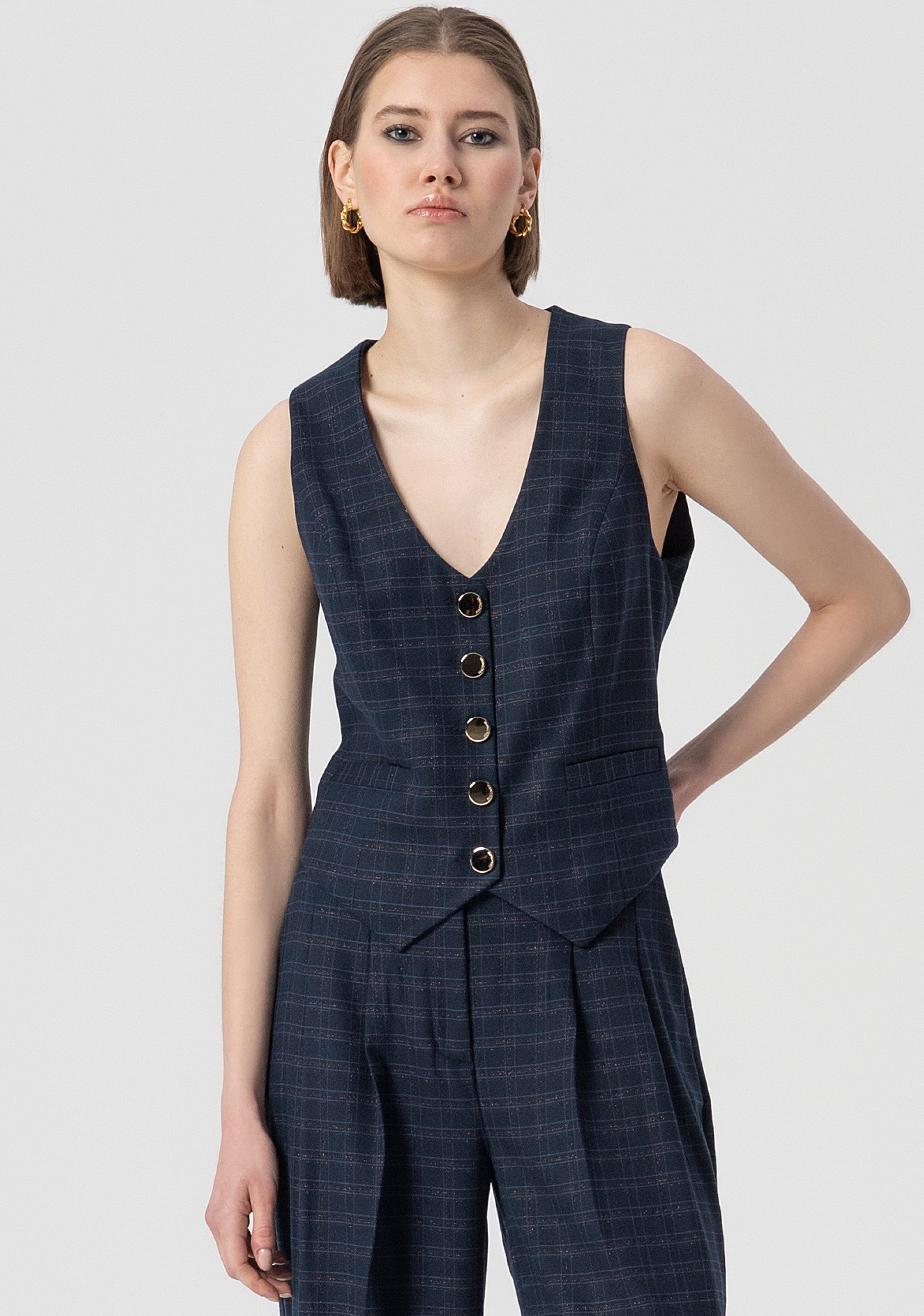 Gilet regular a quadri FS25WJ5002W56195-064 Fracomina