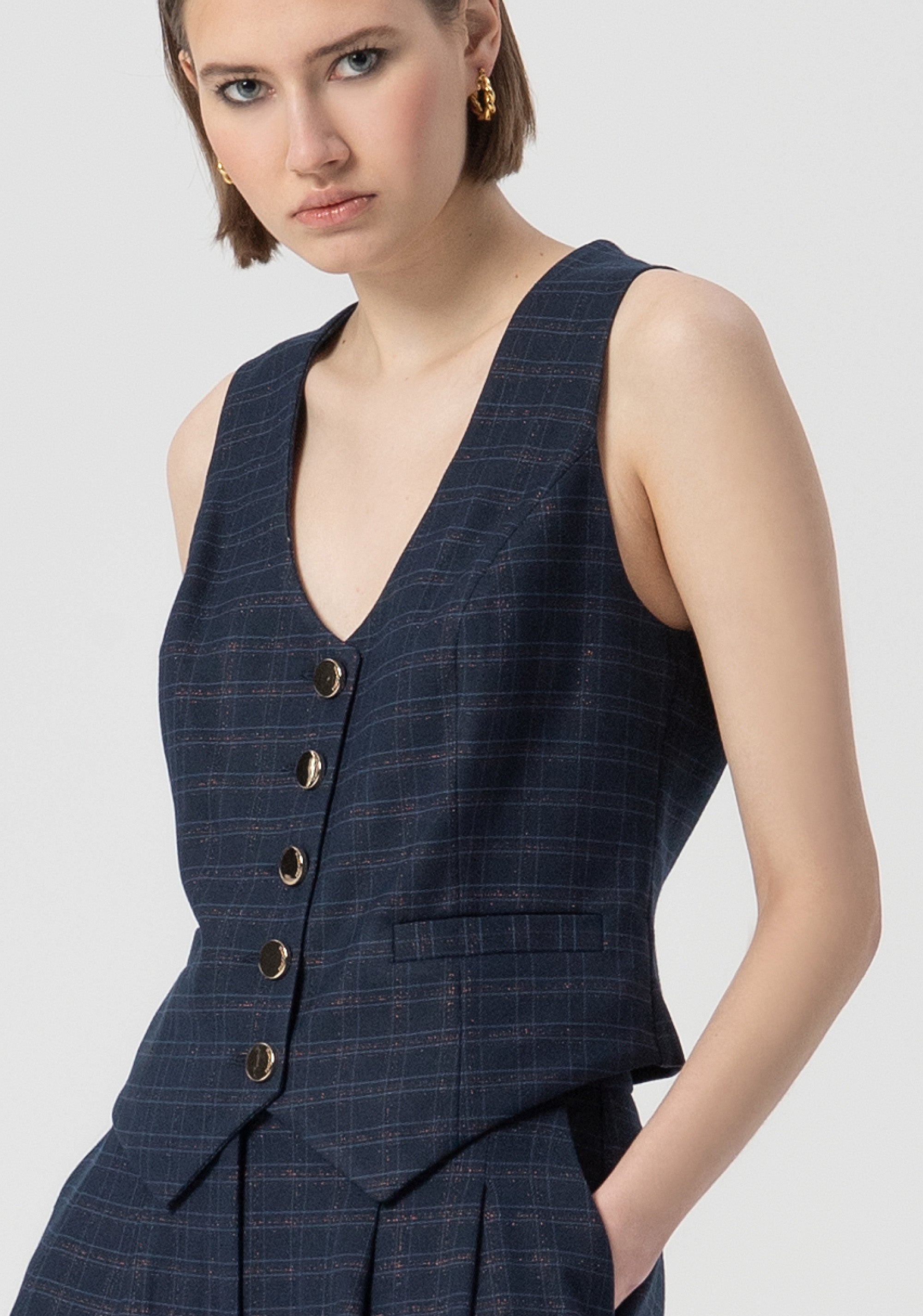 Gilet regular a quadri FS25WJ5002W56195-064 Fracomina