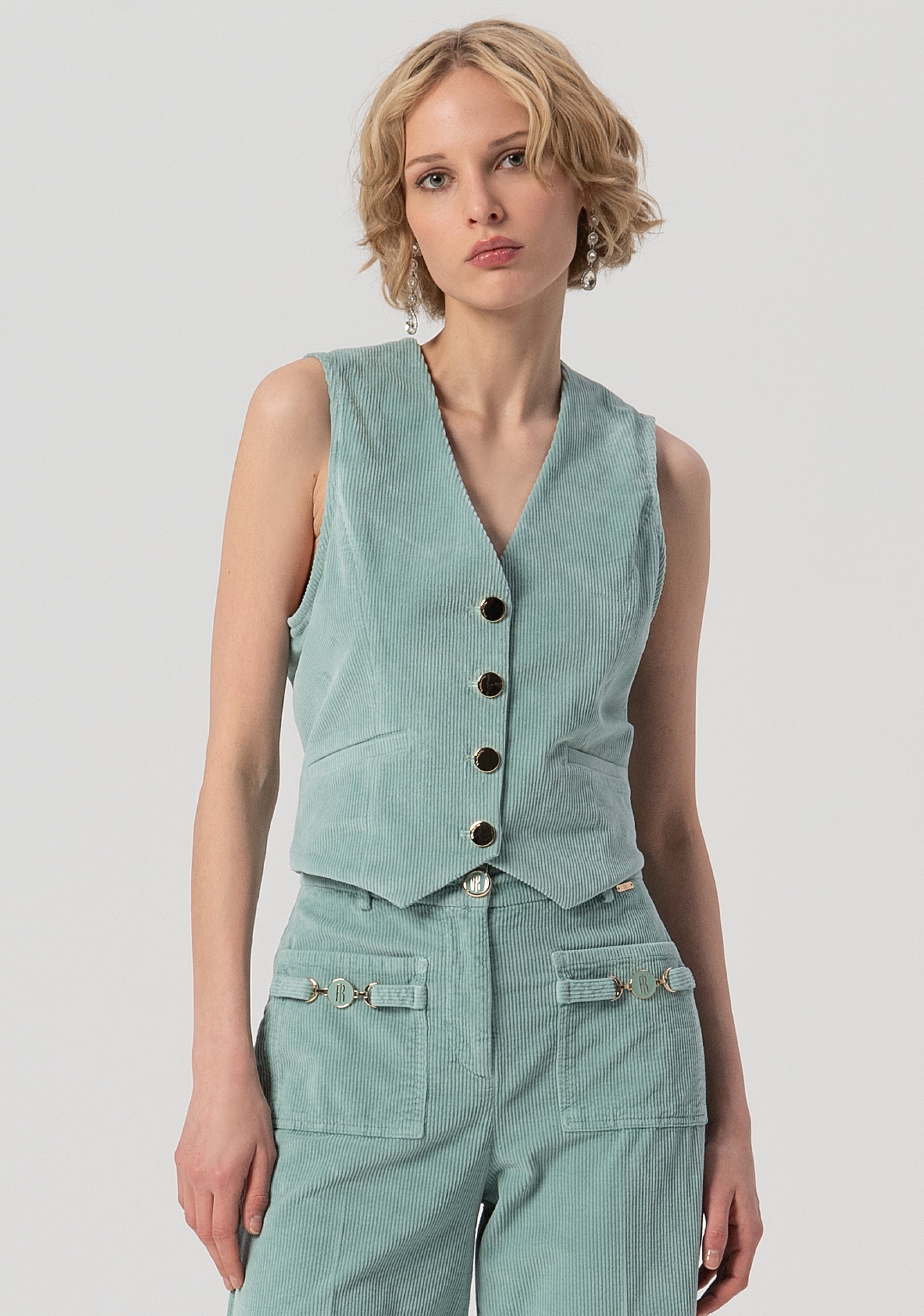 Gilet regular in velluto mille righe FS25WJ5003W59401-806 Fracomina