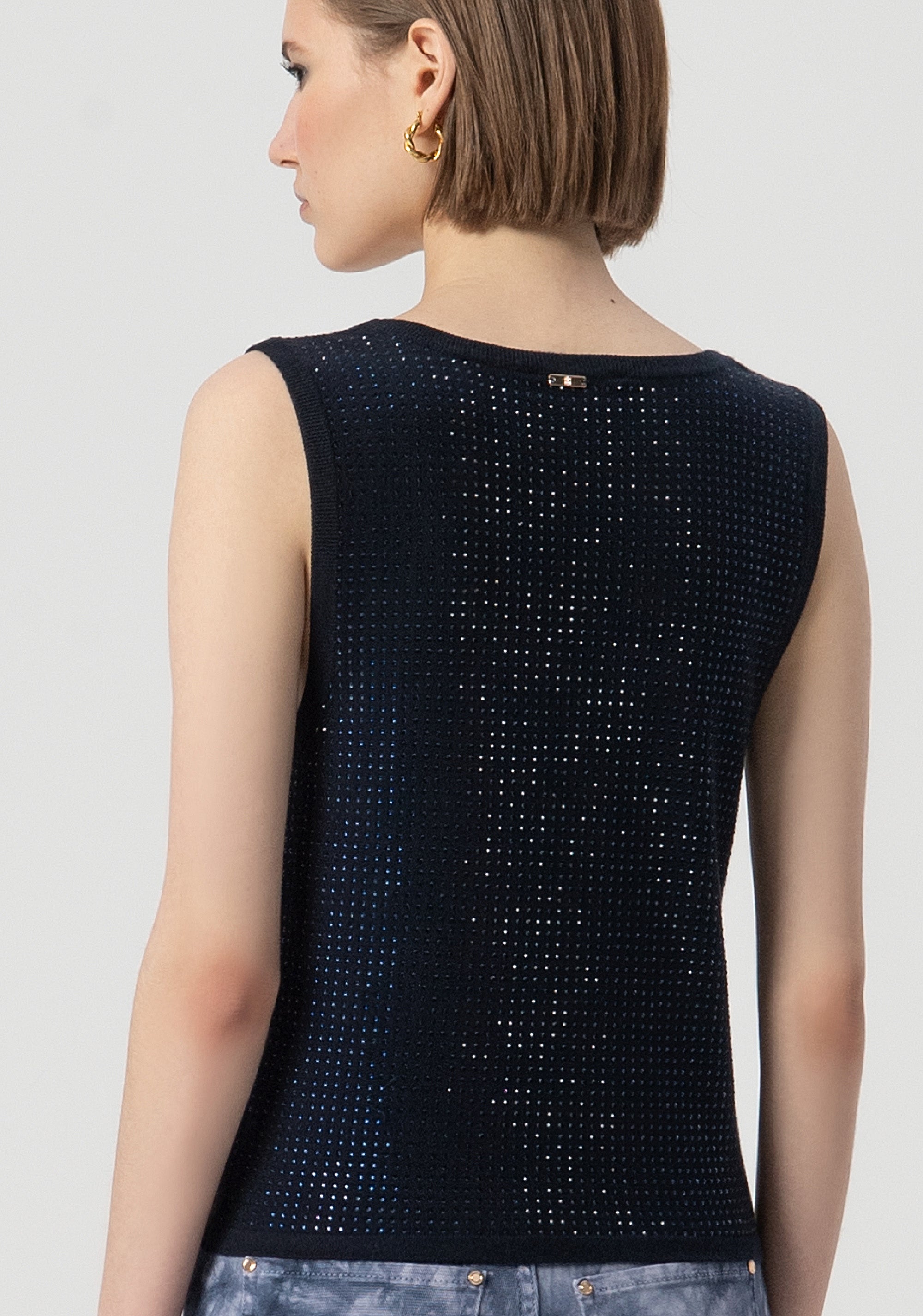 Top senza maniche con strass FS25WT4001K50201-064 Fracomina