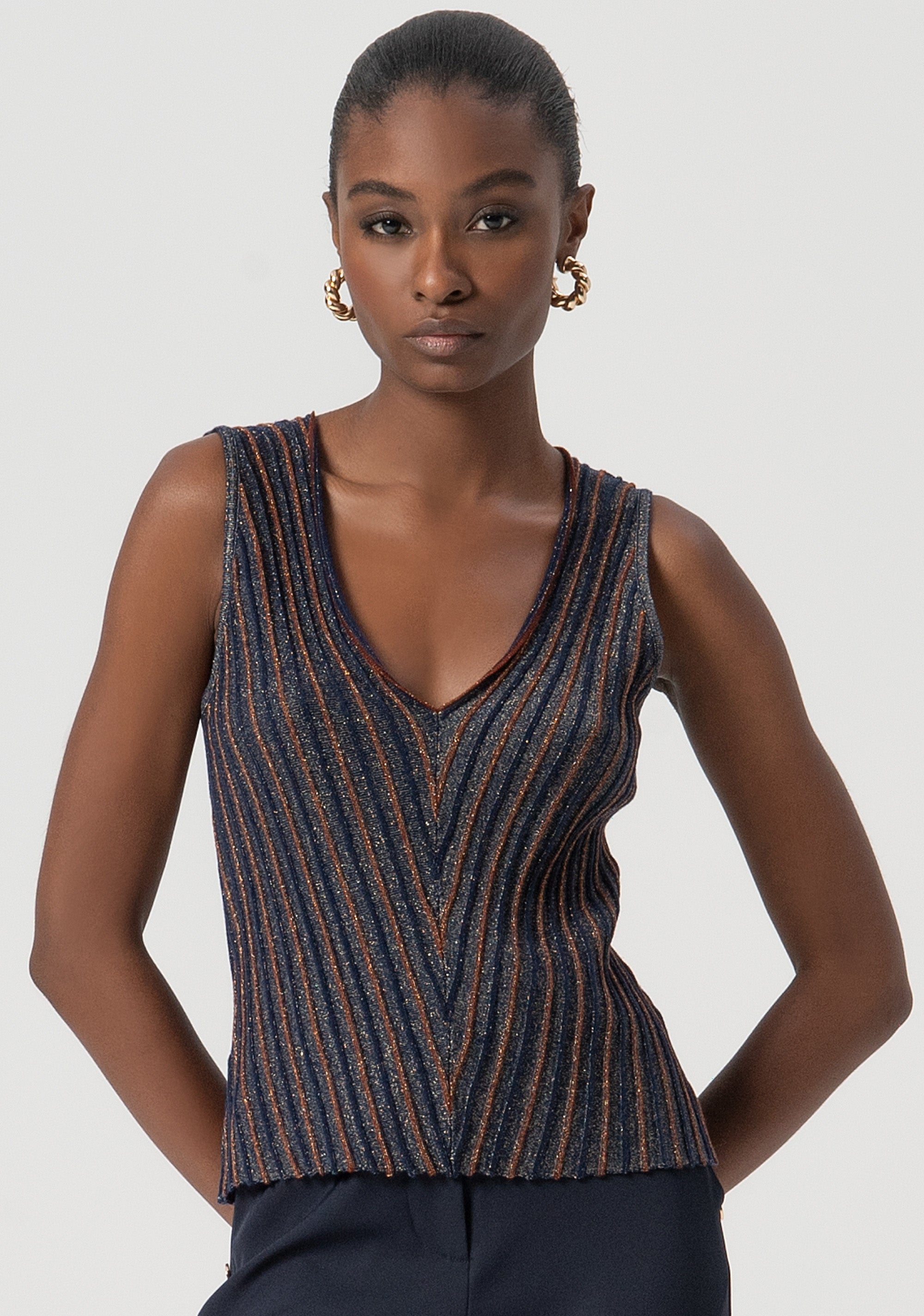 Top senza maniche in maglia con lana e lurex FS25WT4003K558Q7-M23 Fracomina