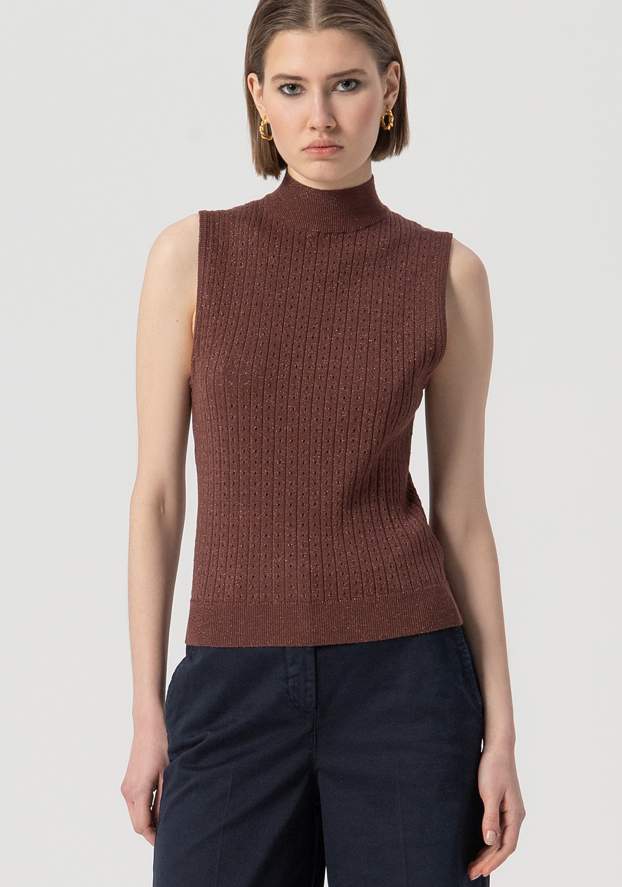 Top senza maniche in maglia FS25WT4006K501Q7-639 Fracomina