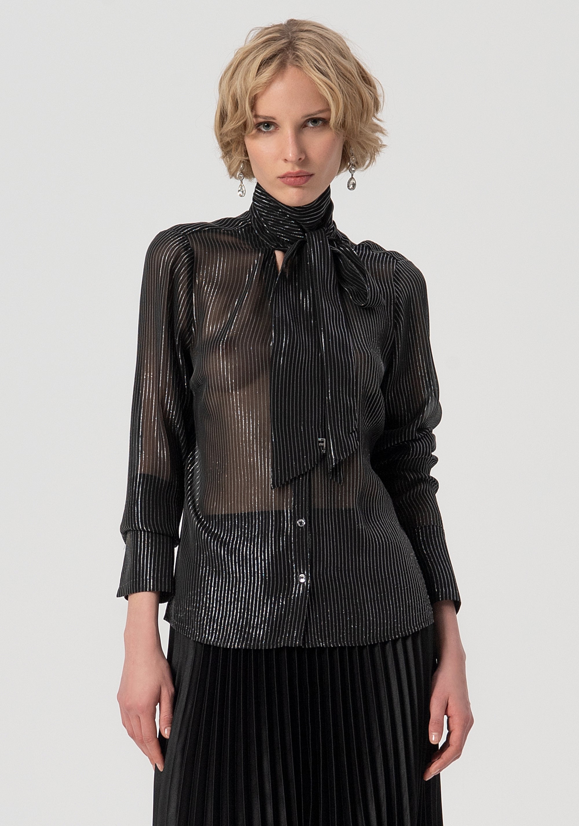 Blusa regular gessata con lurex FS25WT6002W822Q7-053 Fracomina