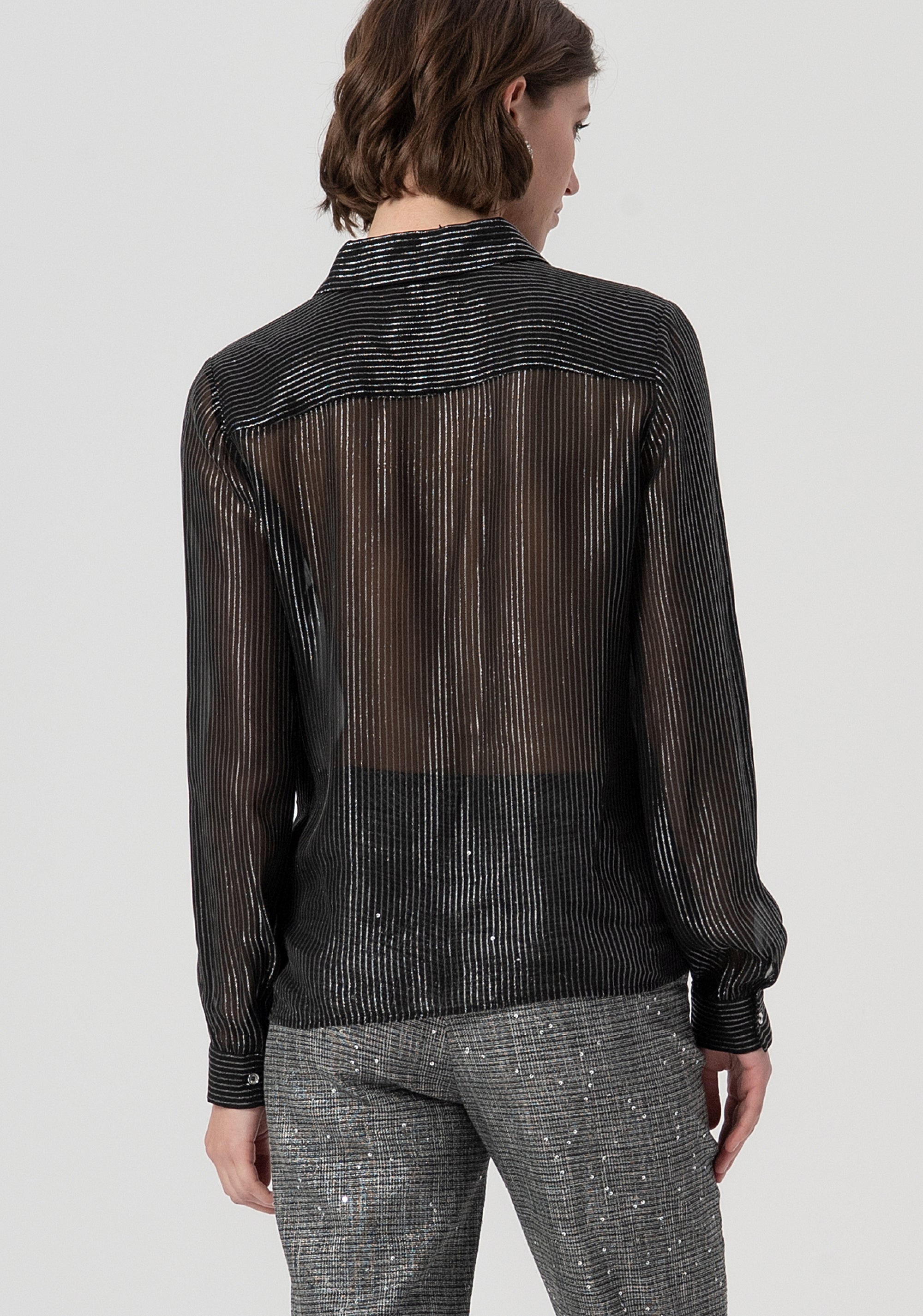 Camicia regular gessata con lurex FS25WT6003W822Q7-053 Fracomina