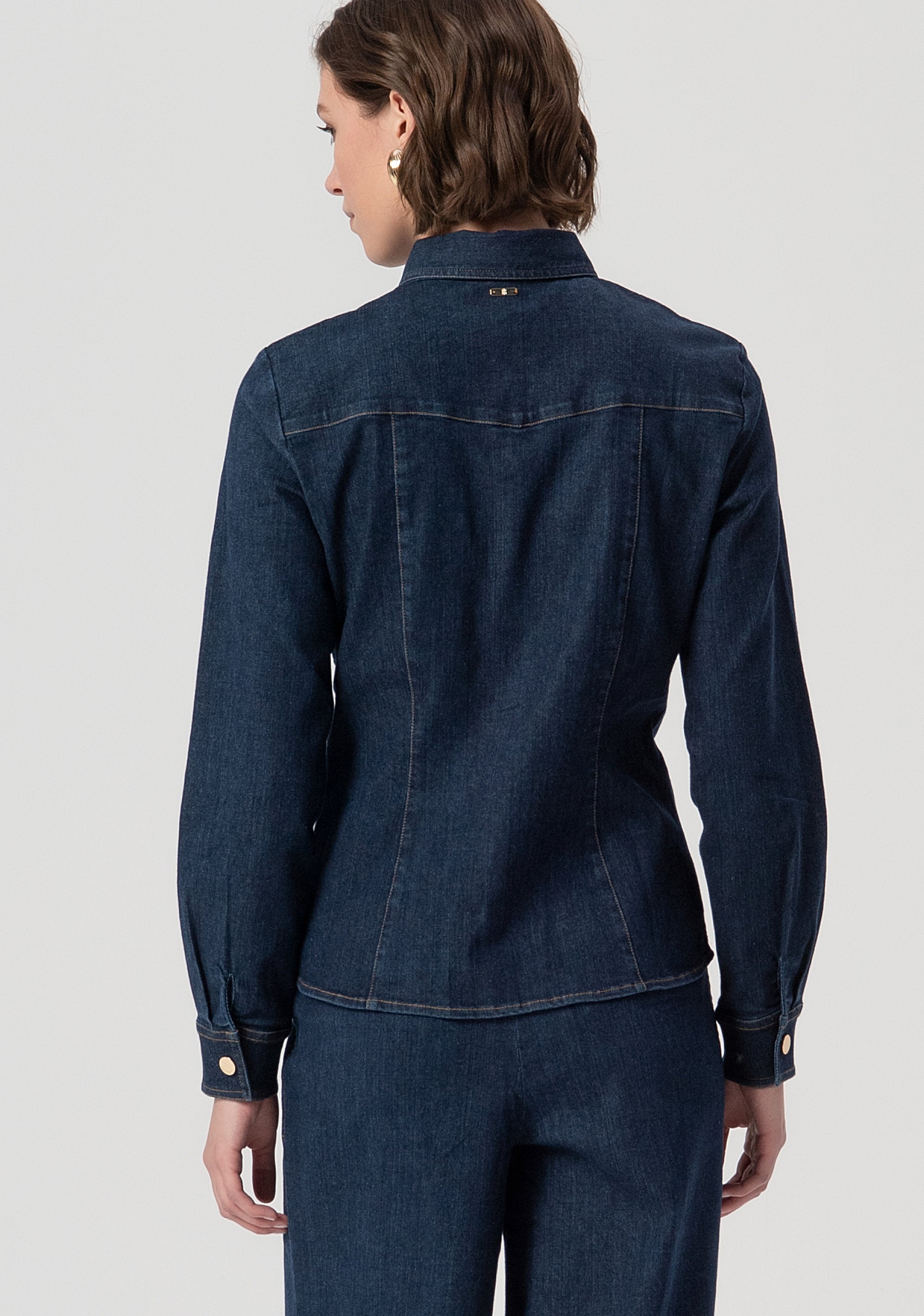 Camicia slim in denim con lavaggio medio FS25WT6004W78201-064 Fracomina