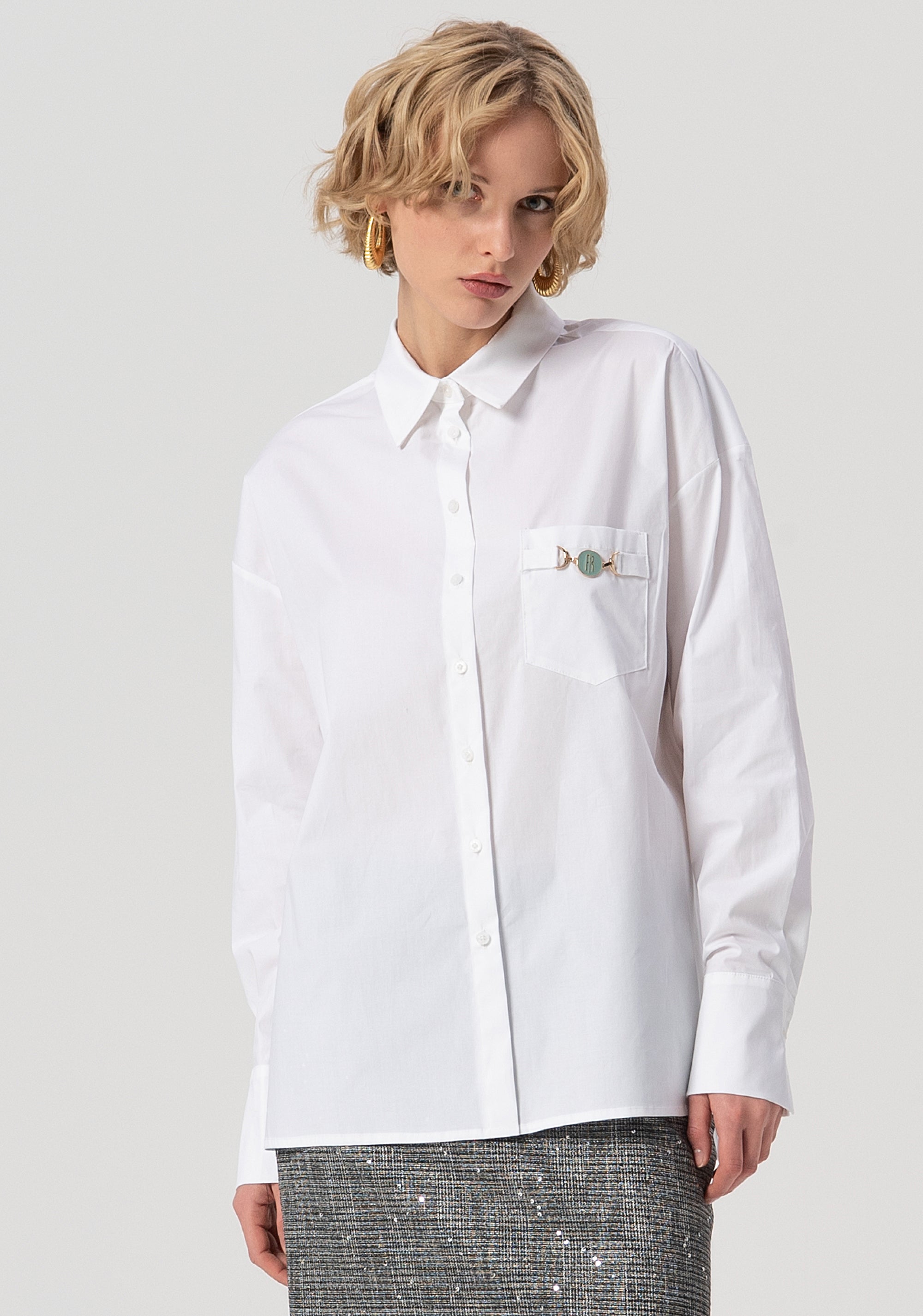 Camicia over in popeline stretch FS25WT6007W52001-278 Fracomina